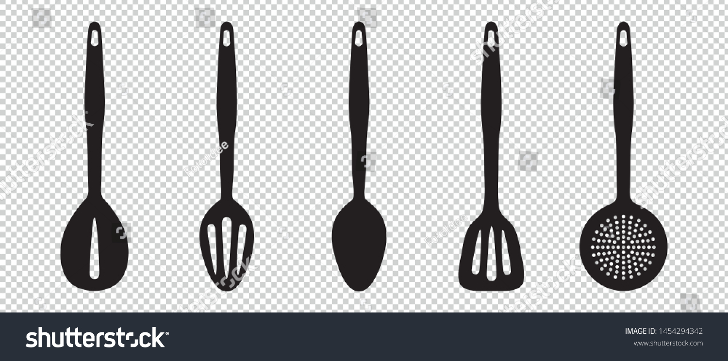 Kitchen Utensils Vector Silhouette Set Isolated Stock Vector Royalty   Stock Vector Kitchen Utensils Vector Silhouette Set Isolated On Transparent Background 1454294342 