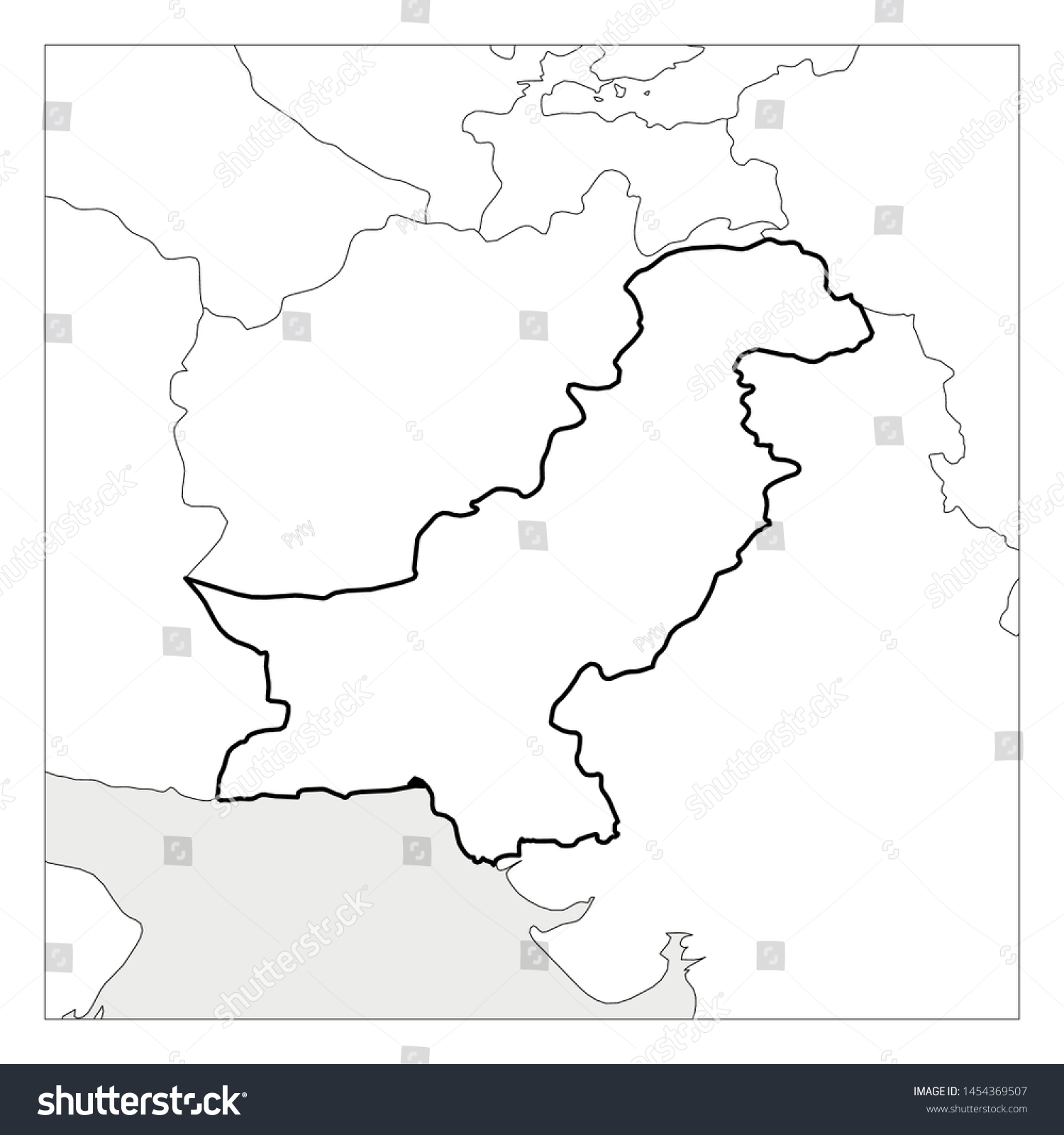 Map Pakistan Black Thick Outline Highlighted Stock Vector (Royalty Free ...