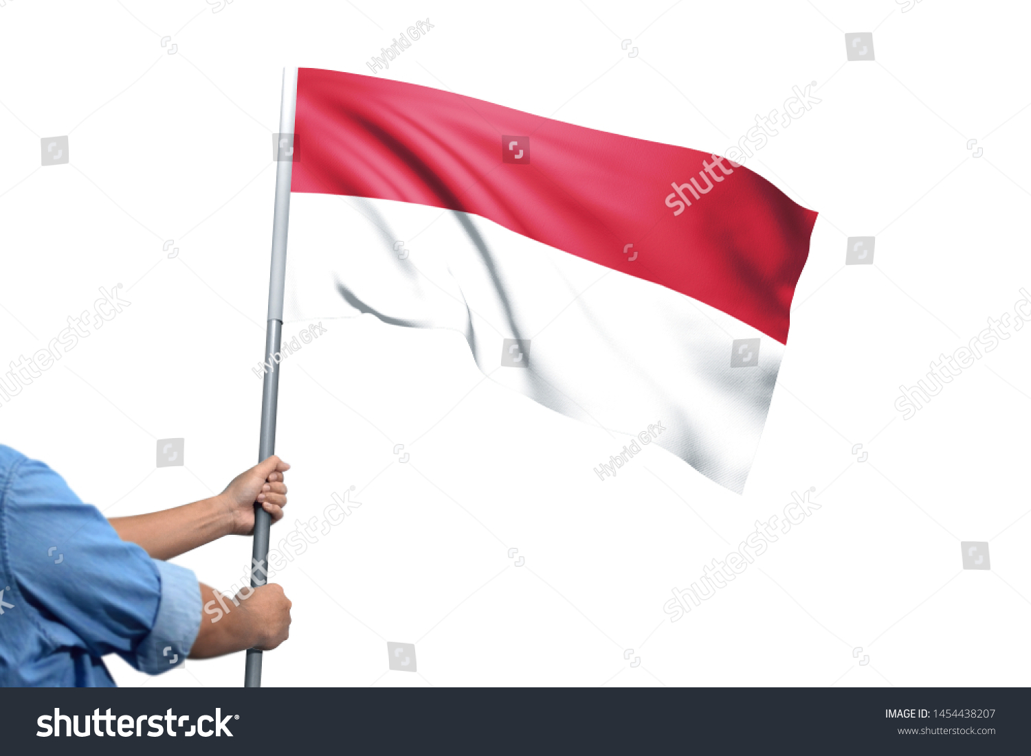 Young Man Holding Indonesia Flag White Stock Photo 1454438207 ...