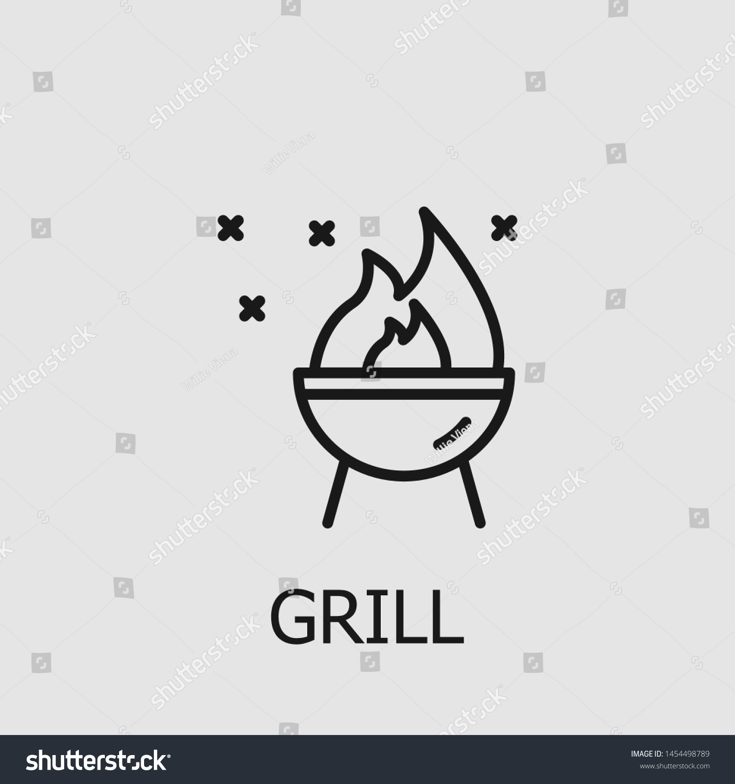 Outline Grill Vector Icon Grill Illustration Stock Vector (Royalty Free ...