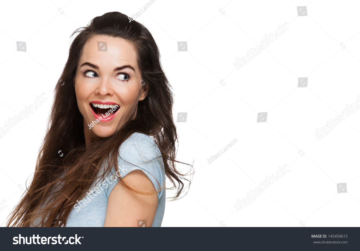 Happy Surprised Woman Looking Over Her Stock Photo 145459615 | Shutterstock