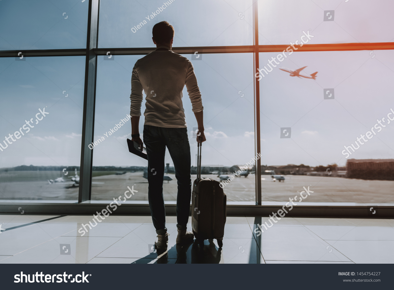 Guy Standing Near Big Window Airport Stock Photo 1454754227 | Shutterstock