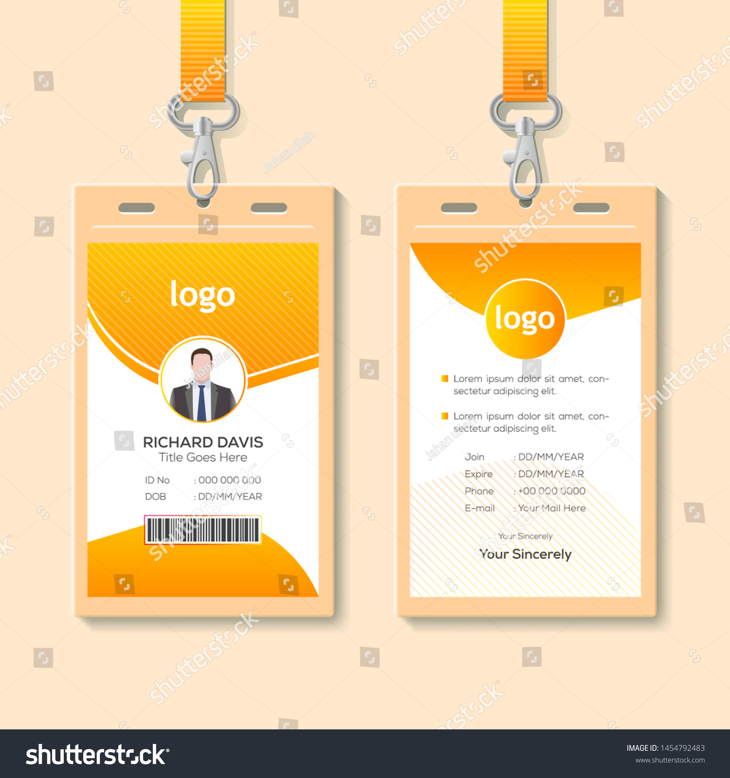 Id Card Lanyard Set Isolated Vector Stock Vector (Royalty Free ...