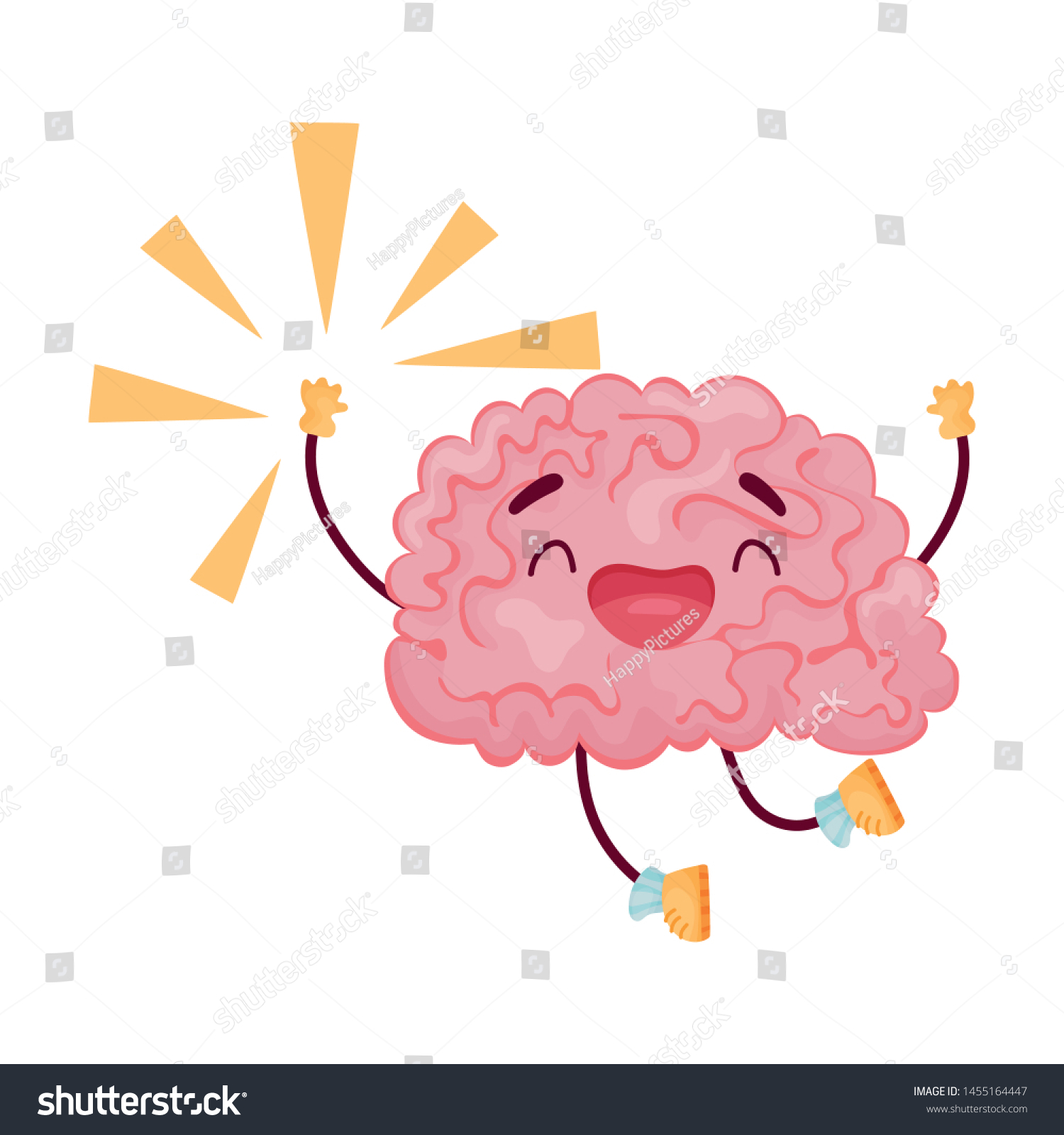 Cartoon Brain Jumping Joy Vector Illustration Stock Vector Royalty Free Shutterstock