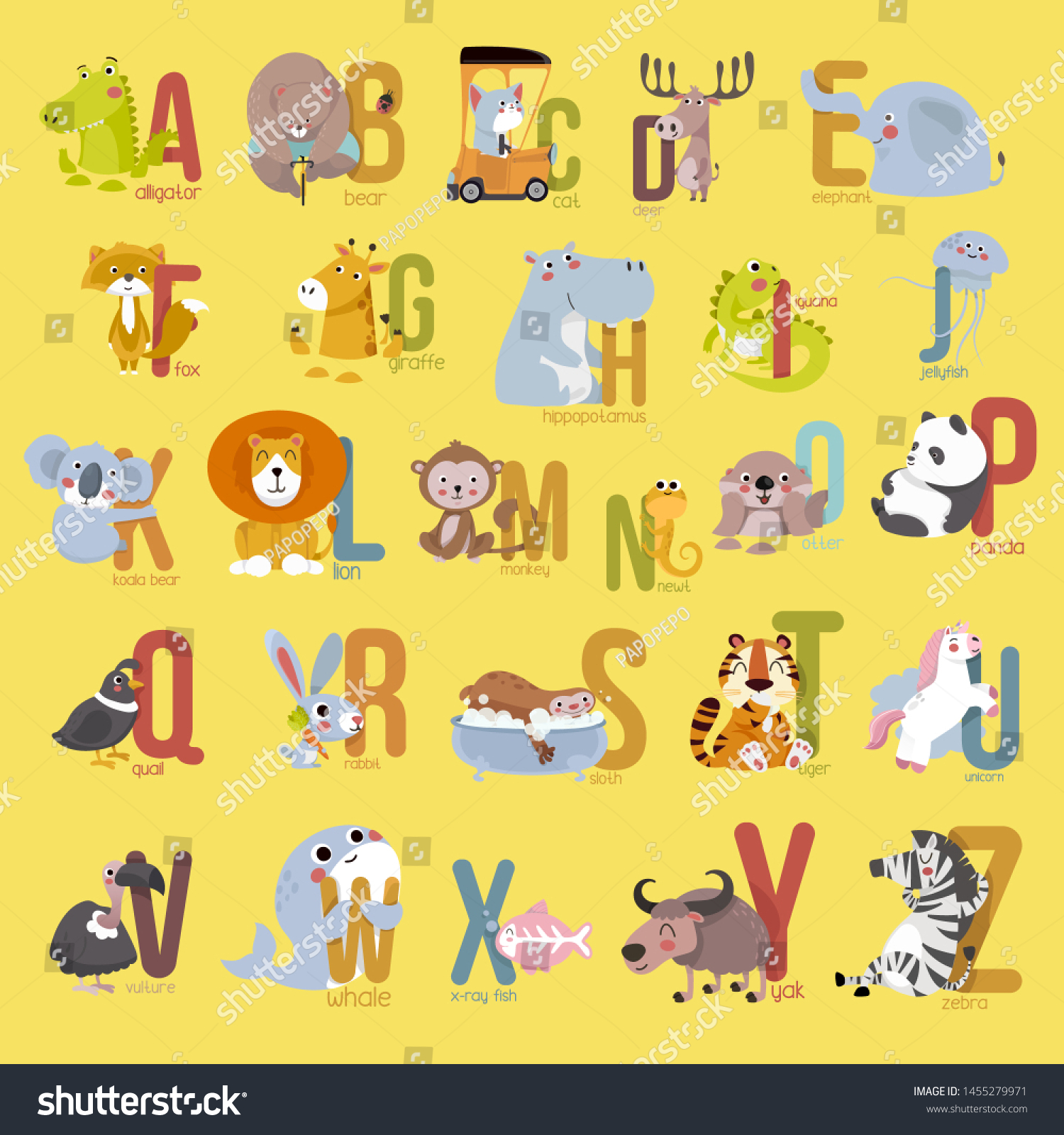 Animal Alphabet Graphic Z Cute Vector Stock Vector (Royalty Free ...