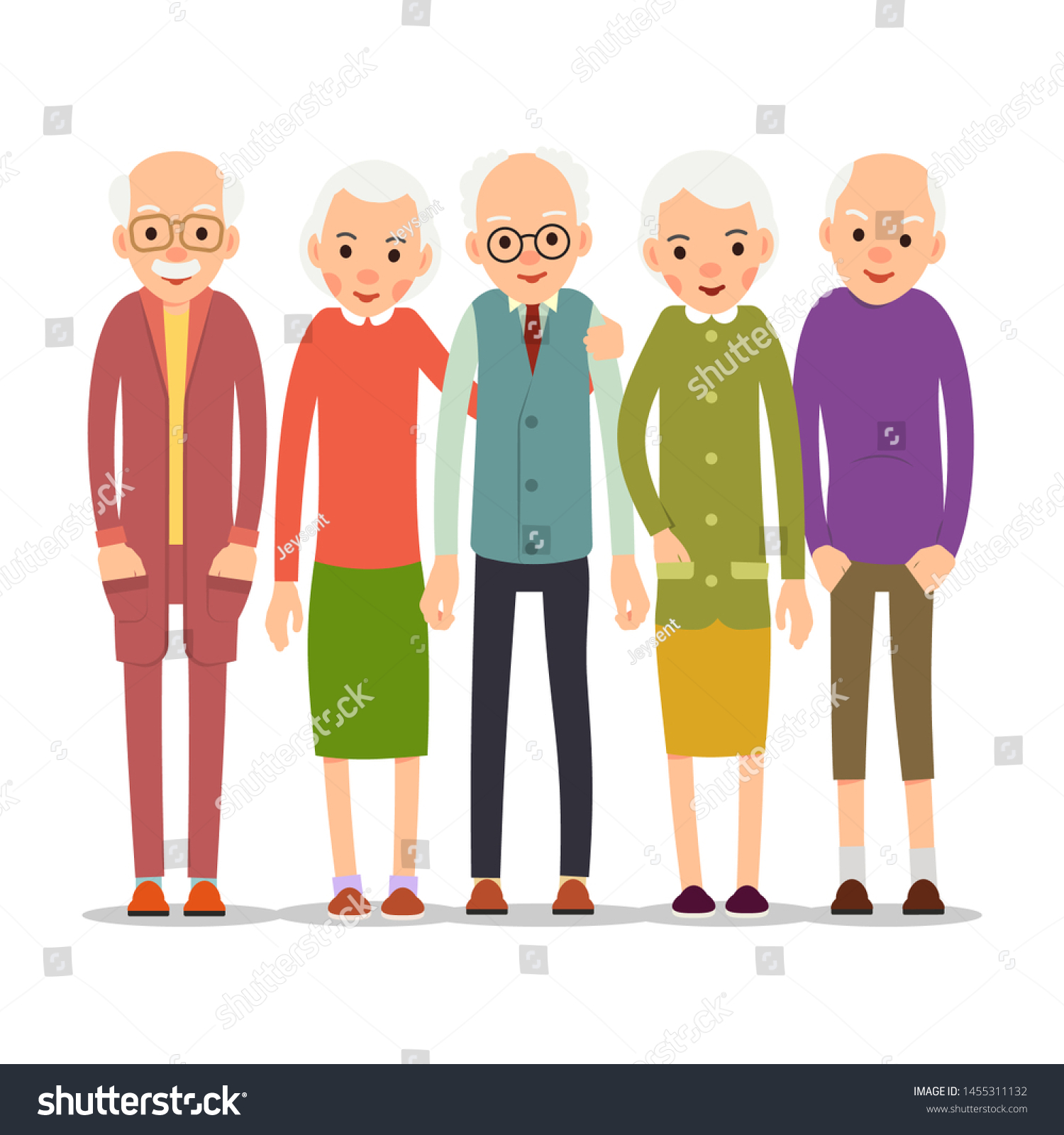 Cartoon Character Old Group Older People Stock Vector (Royalty Free ...