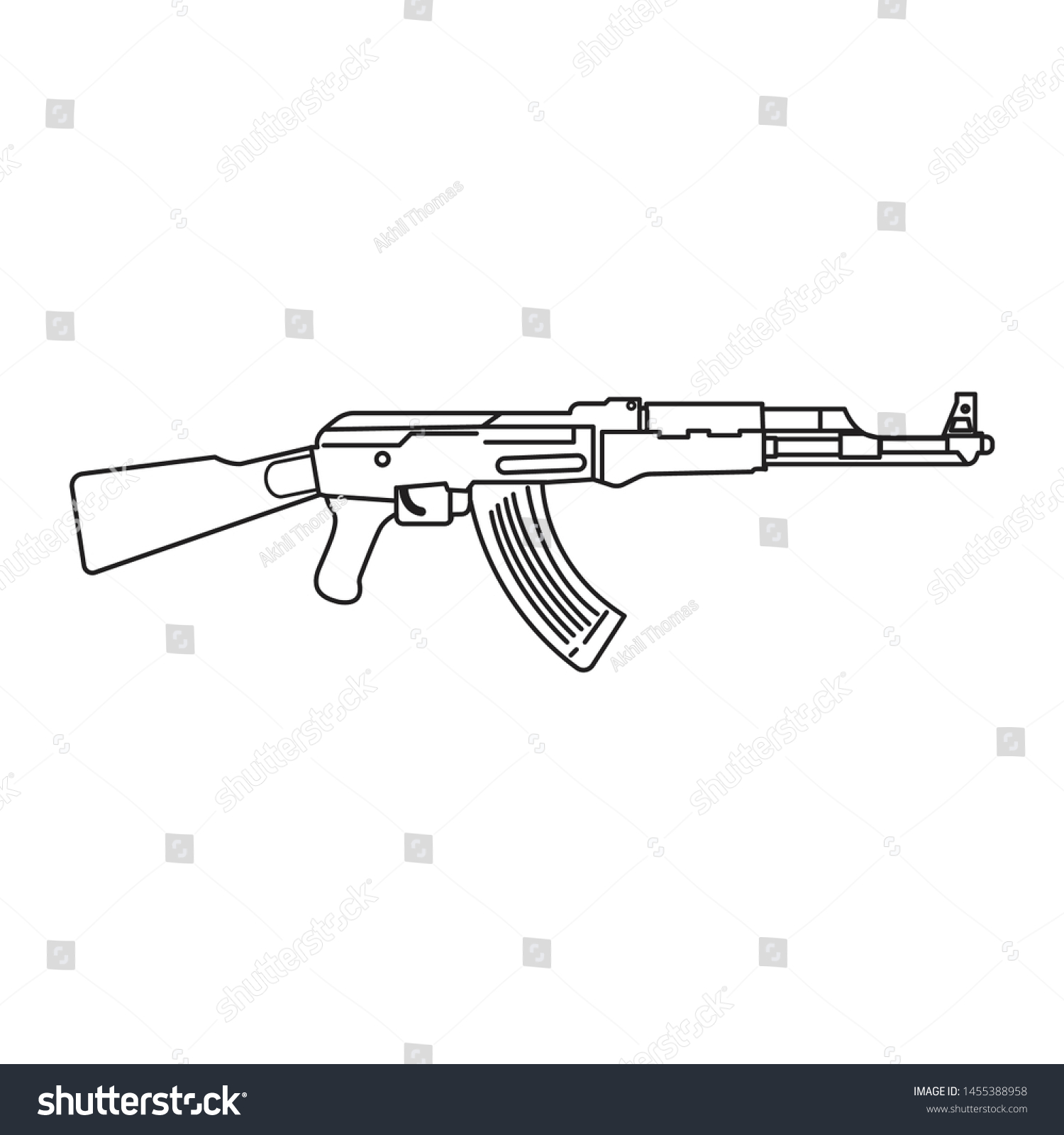 Ak 47 Outlines Icon Vector Isolated Stock Vector (Royalty Free ...