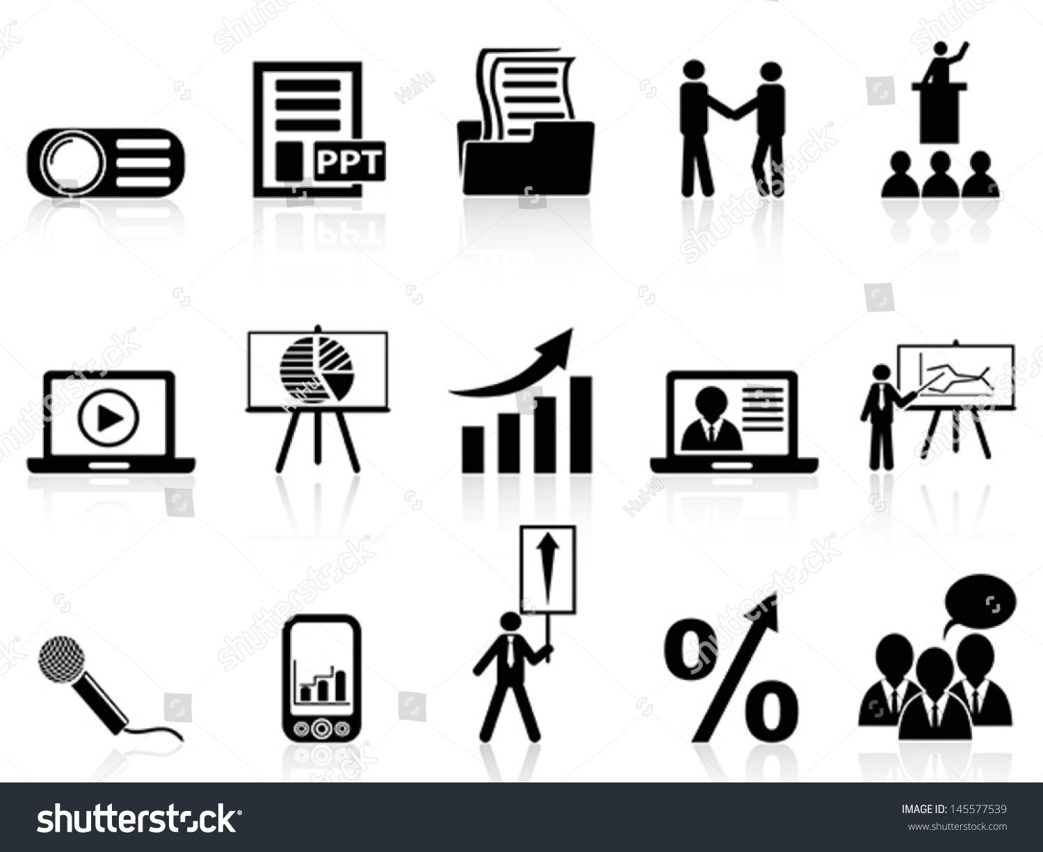 Business Presentation Icons Set Stock Vector (Royalty Free) 145577539 ...