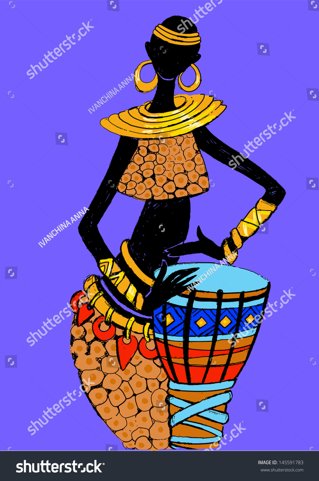 Hand Drawn Illustration Beautiful Black Womanafrican 库存矢量图（免版税）145591783 Shutterstock 