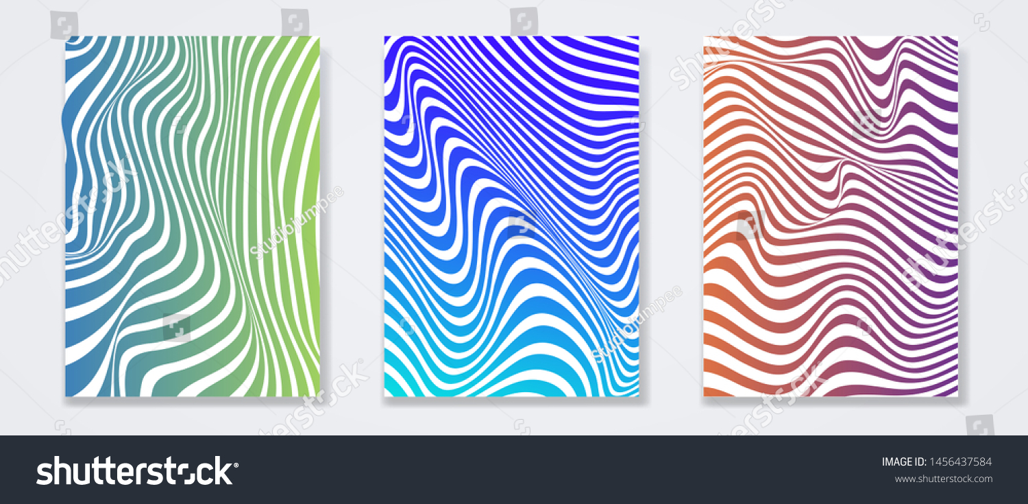 Set Minimal Colorful Template Design Wavy Stock Vector (Royalty Free ...