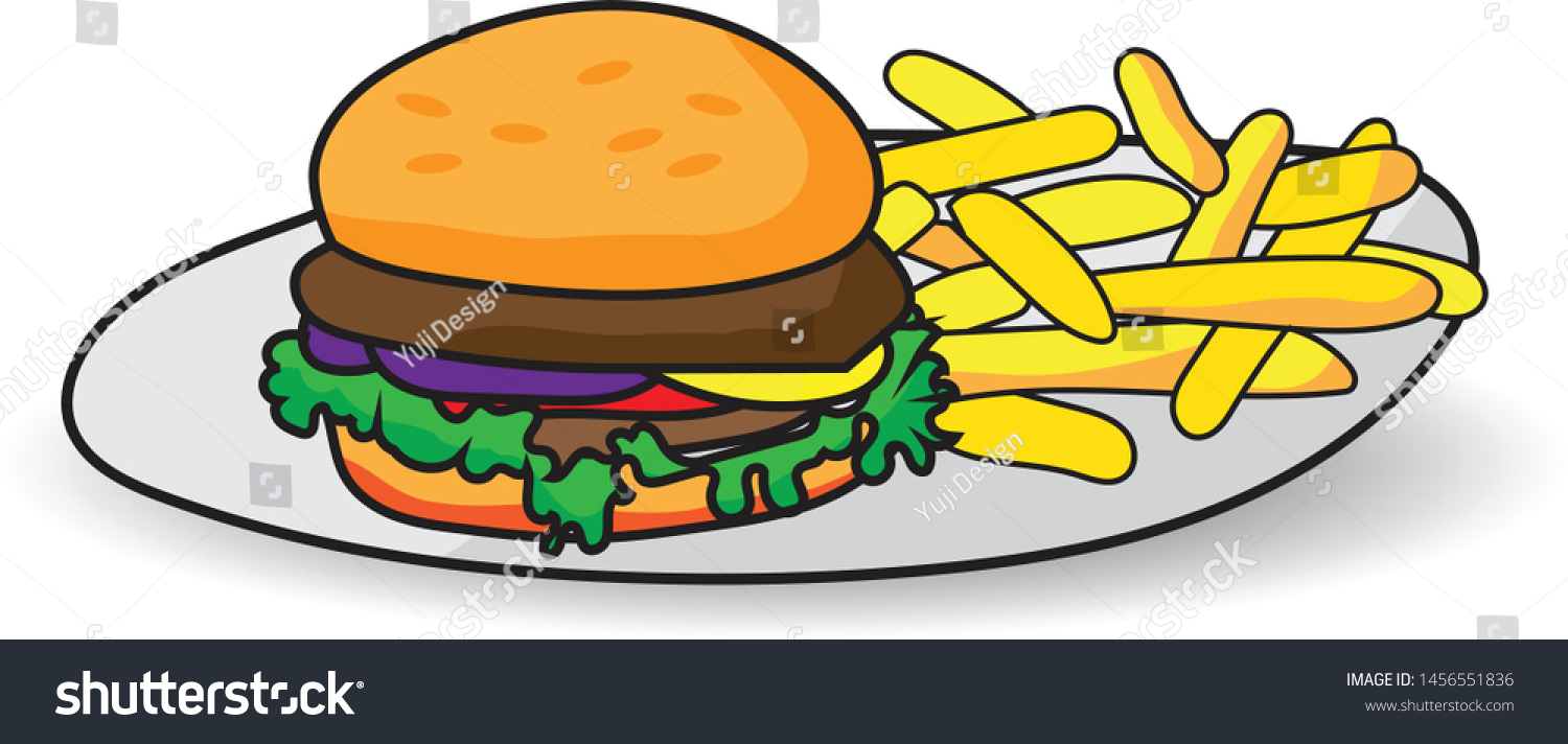 free hamburger and fries clipart