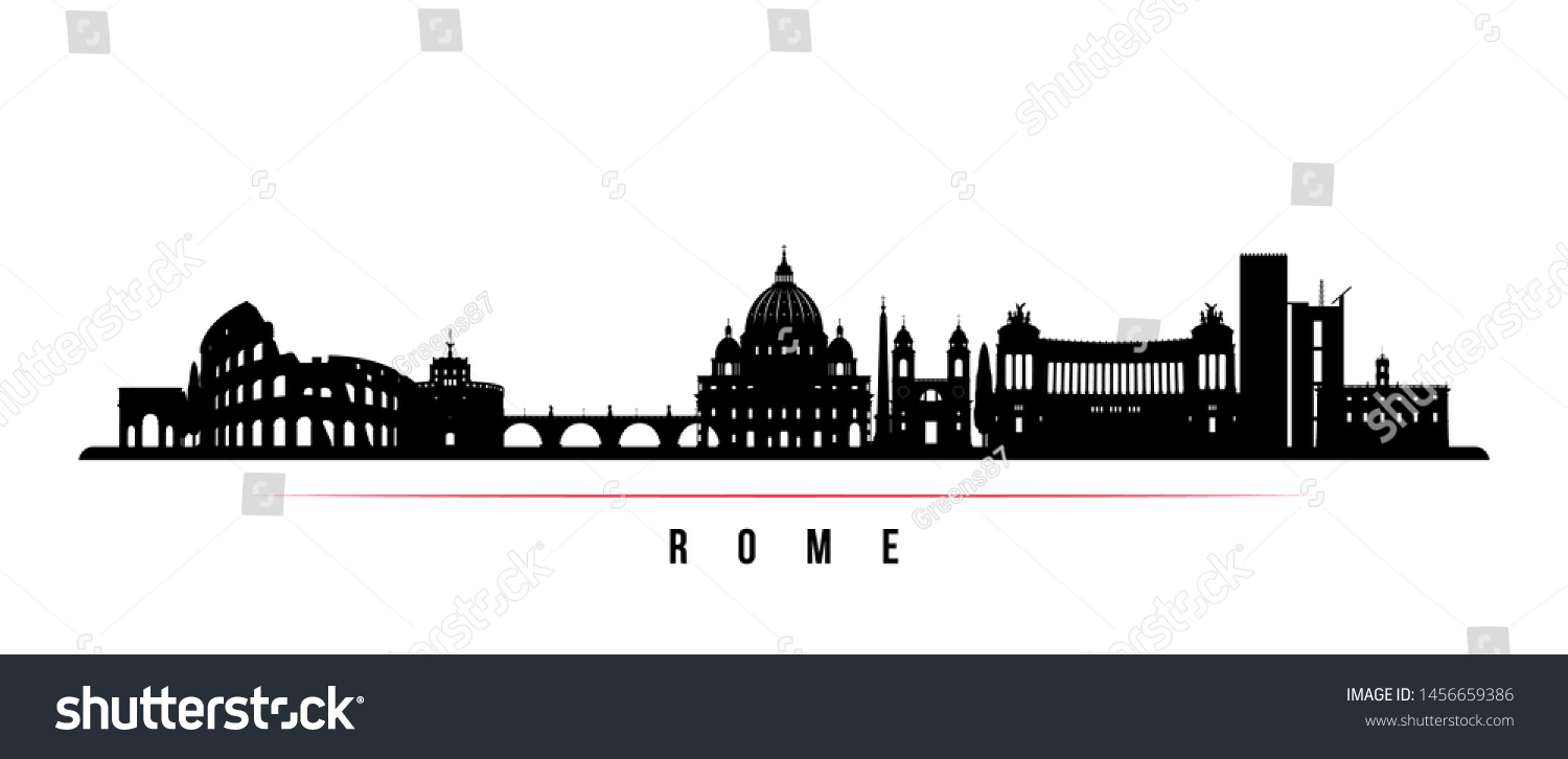 Rome City Skyline Horizontal Banner Black Stock Vector (Royalty Free ...