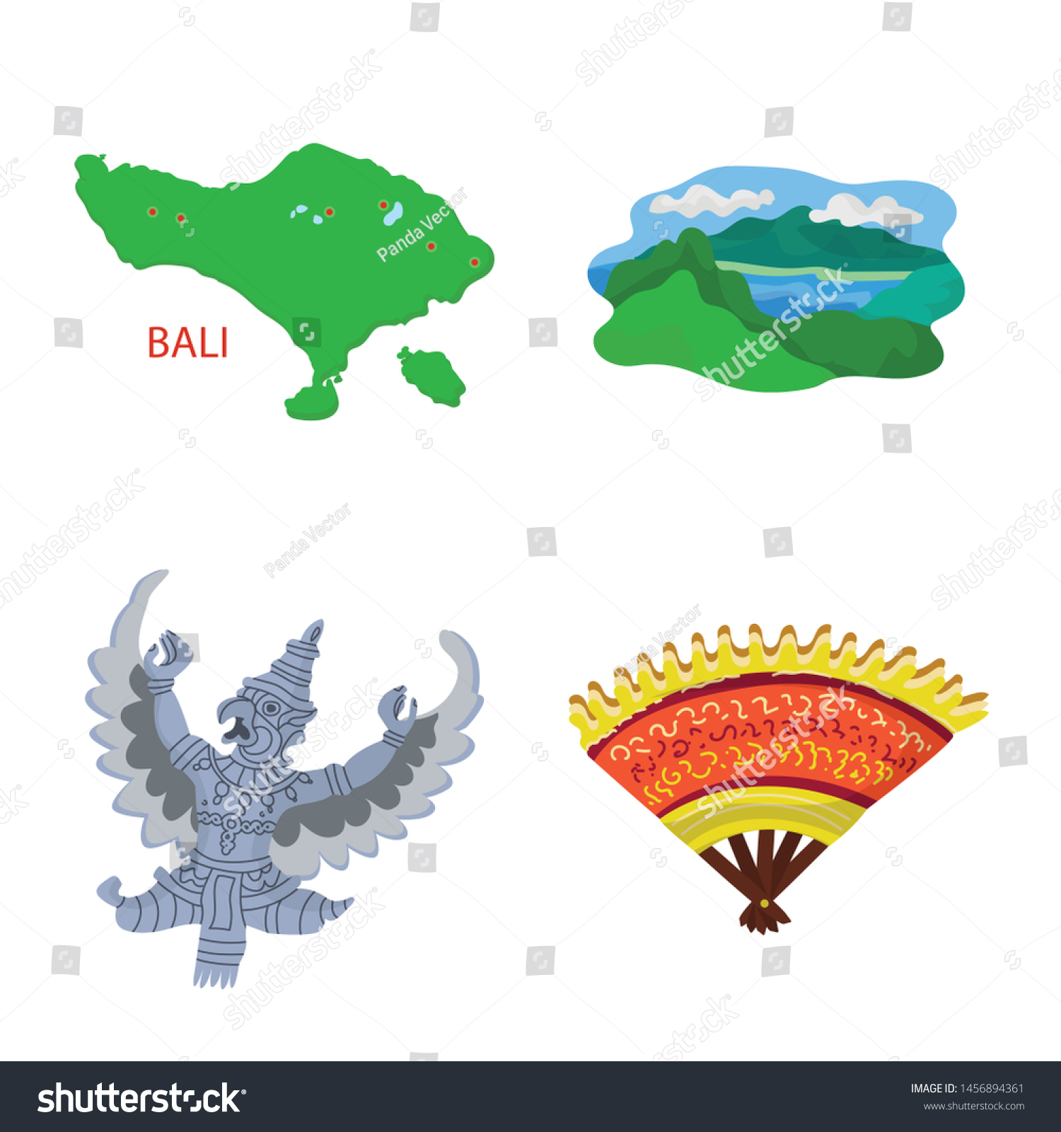 Vector Illustration Bali Indonesia Logo Collection Stock Vector ...