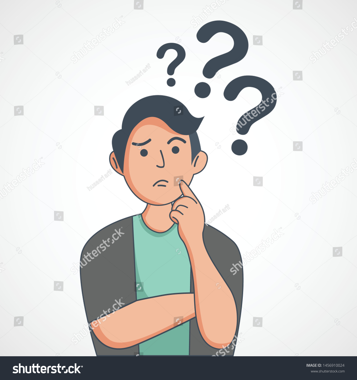 Man Thinking Question Mark Above Vector Stock Vector (Royalty Free ...