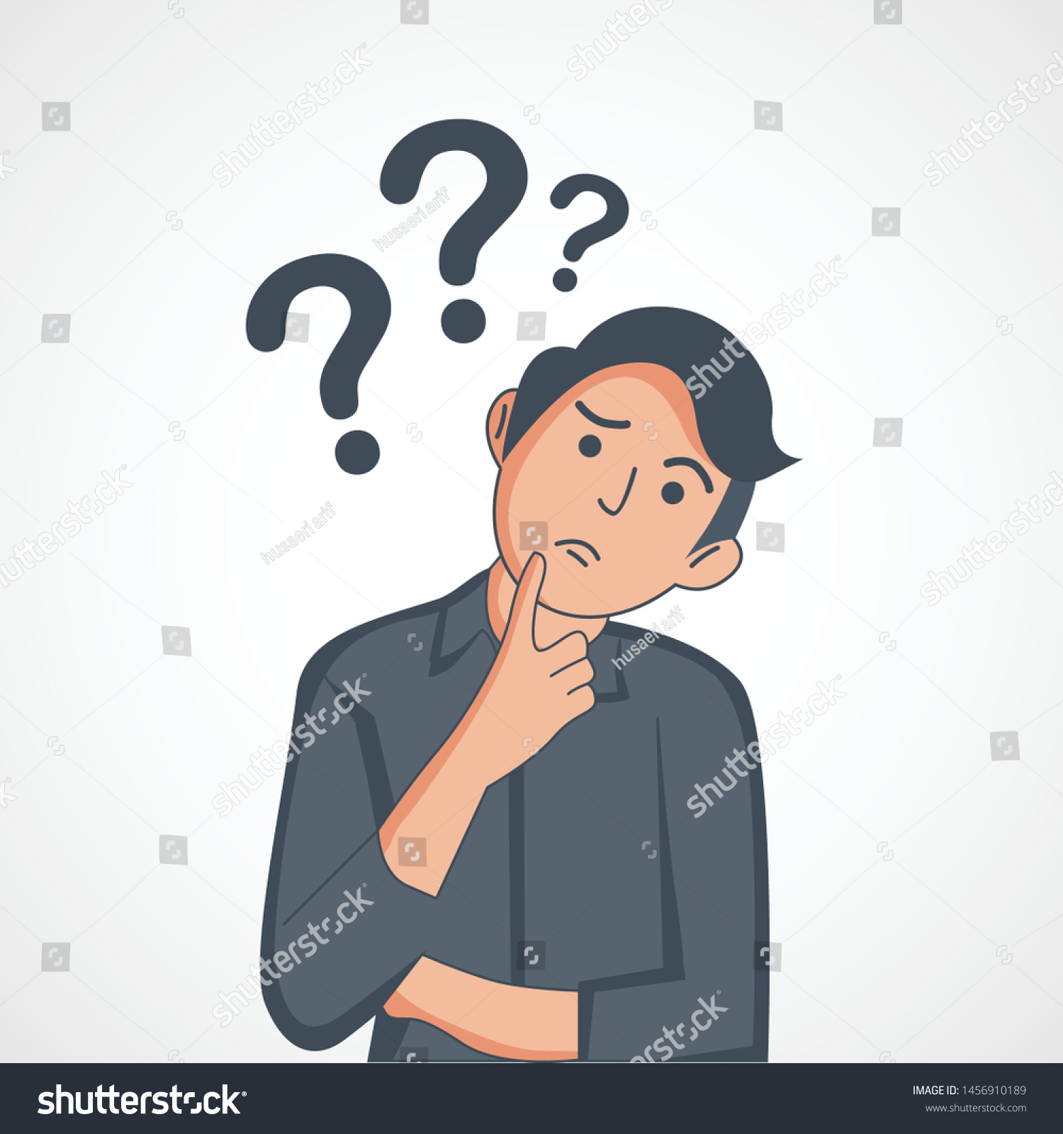 Man Thinking Question Mark Above Vector Stock Vector (Royalty Free ...