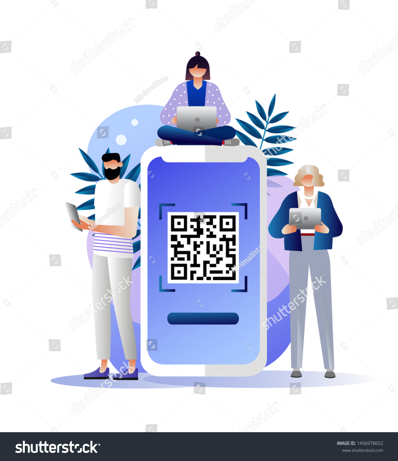 Qr Code Scanning Illustration Concept People Stock Illustration ...