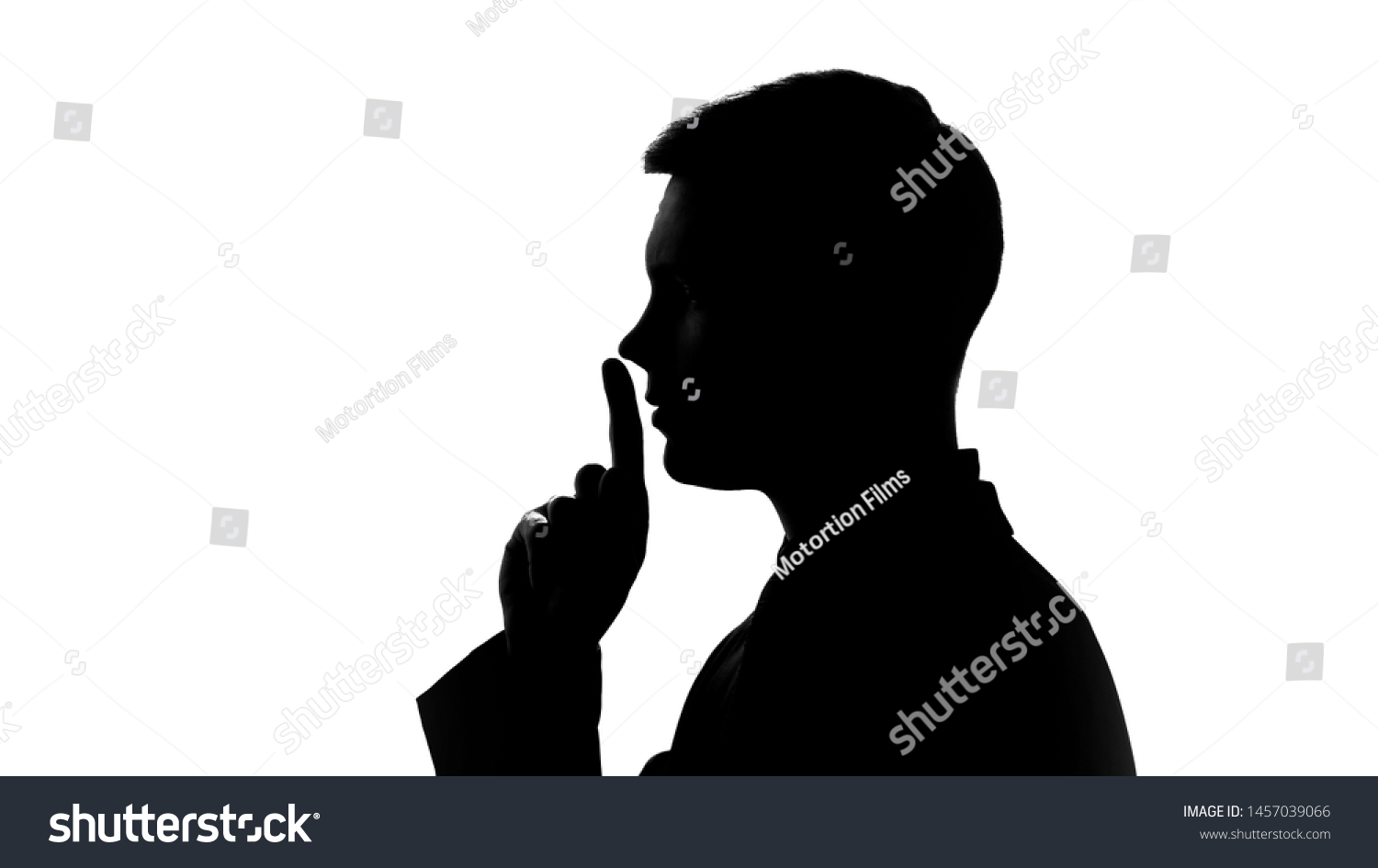 Man Showing Gesture Silence Non Disclosure Stock Photo 1457039066 ...