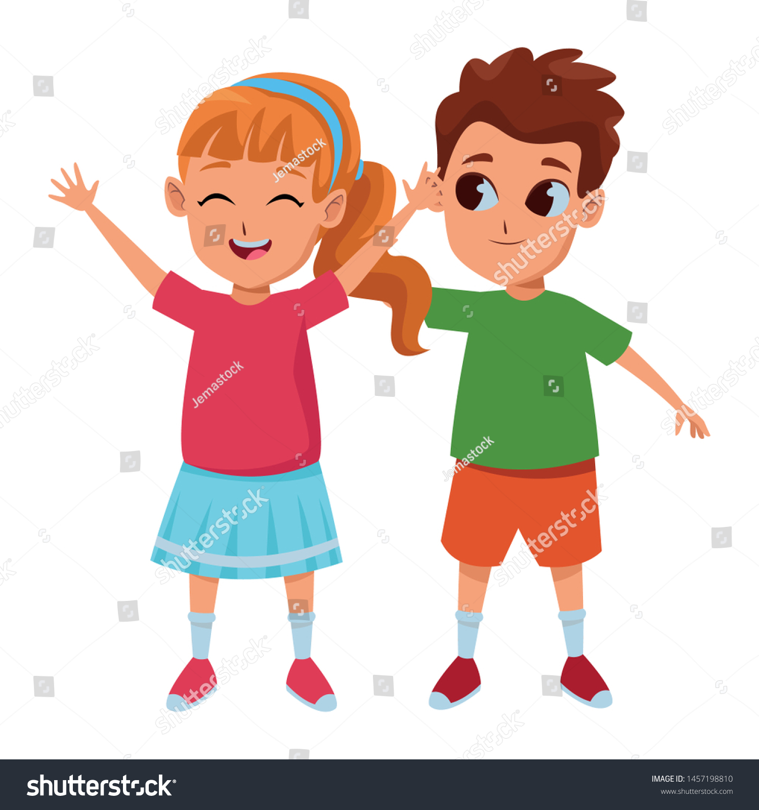 Kids Friends Boy Girl Playing Smiling Stock Vector (Royalty Free ...