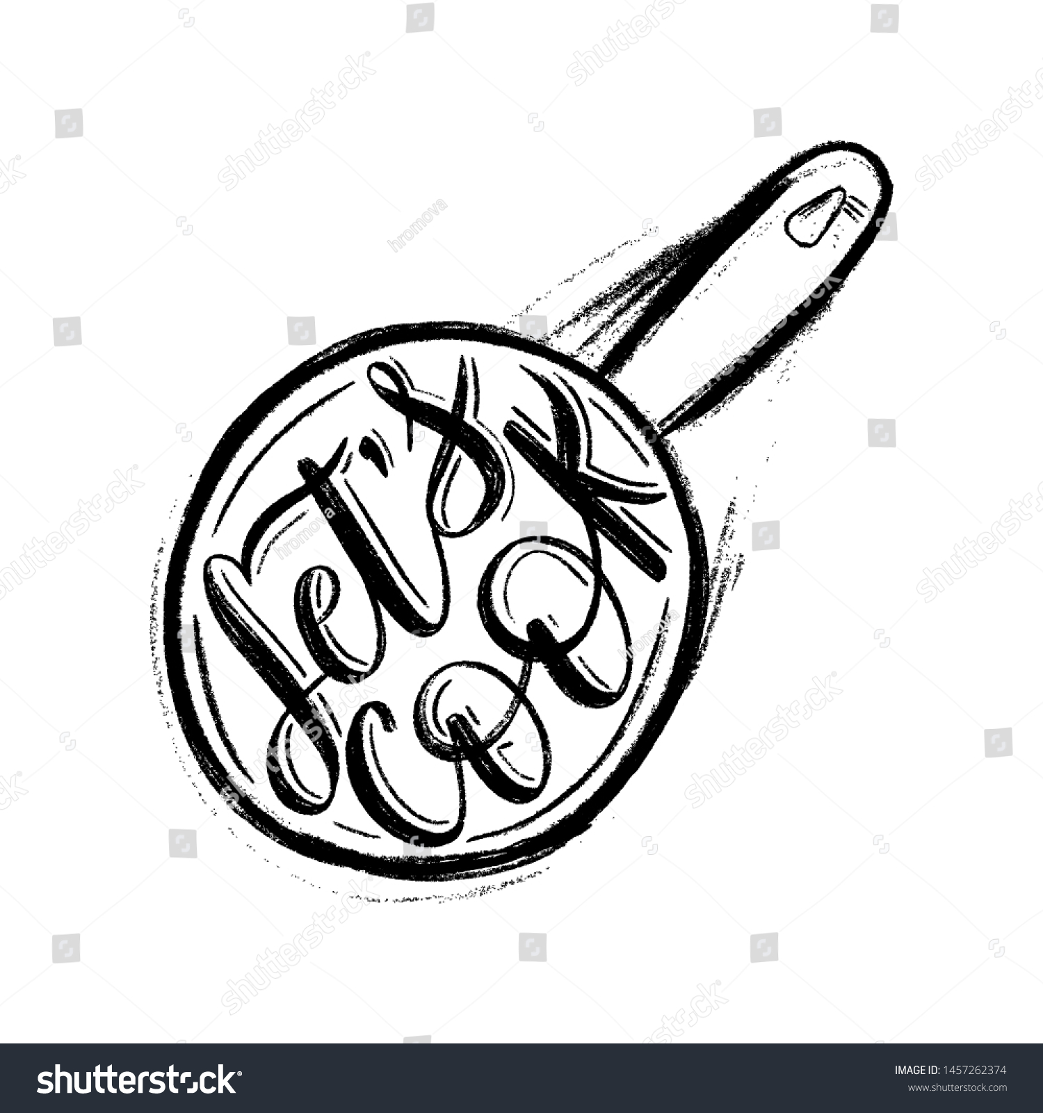 Kitchen Frying Pan Lettering Lets Cook Stock Vector Royalty Free