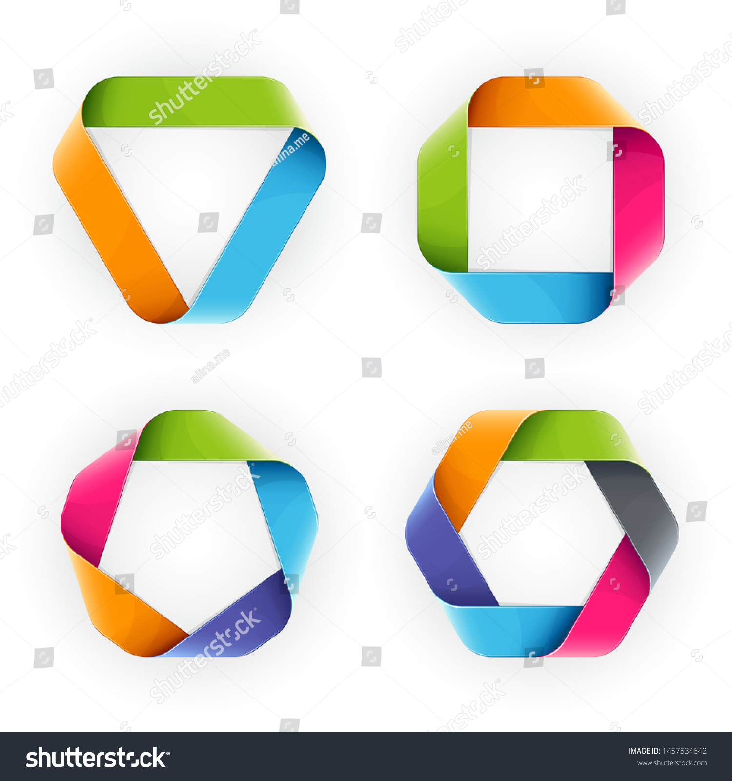 Vector Set Four Mobius Strips Folded Stock Vector (Royalty Free ...