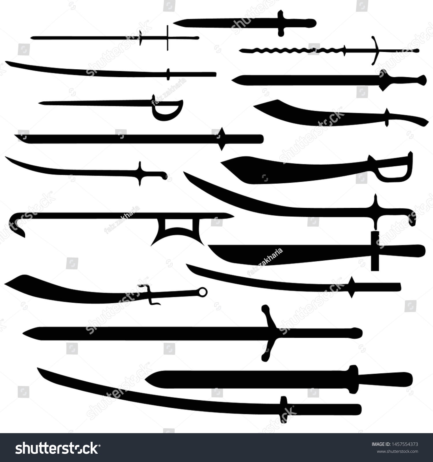 Swords Set European Straight Swords Vector Stock Vector (Royalty Free ...