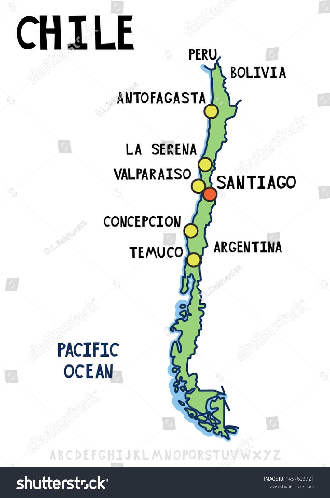 Map Of Chile With Cities Green Map Chile Major Cities Vector Stock Vector (Royalty Free) 1457603921  | Shutterstock