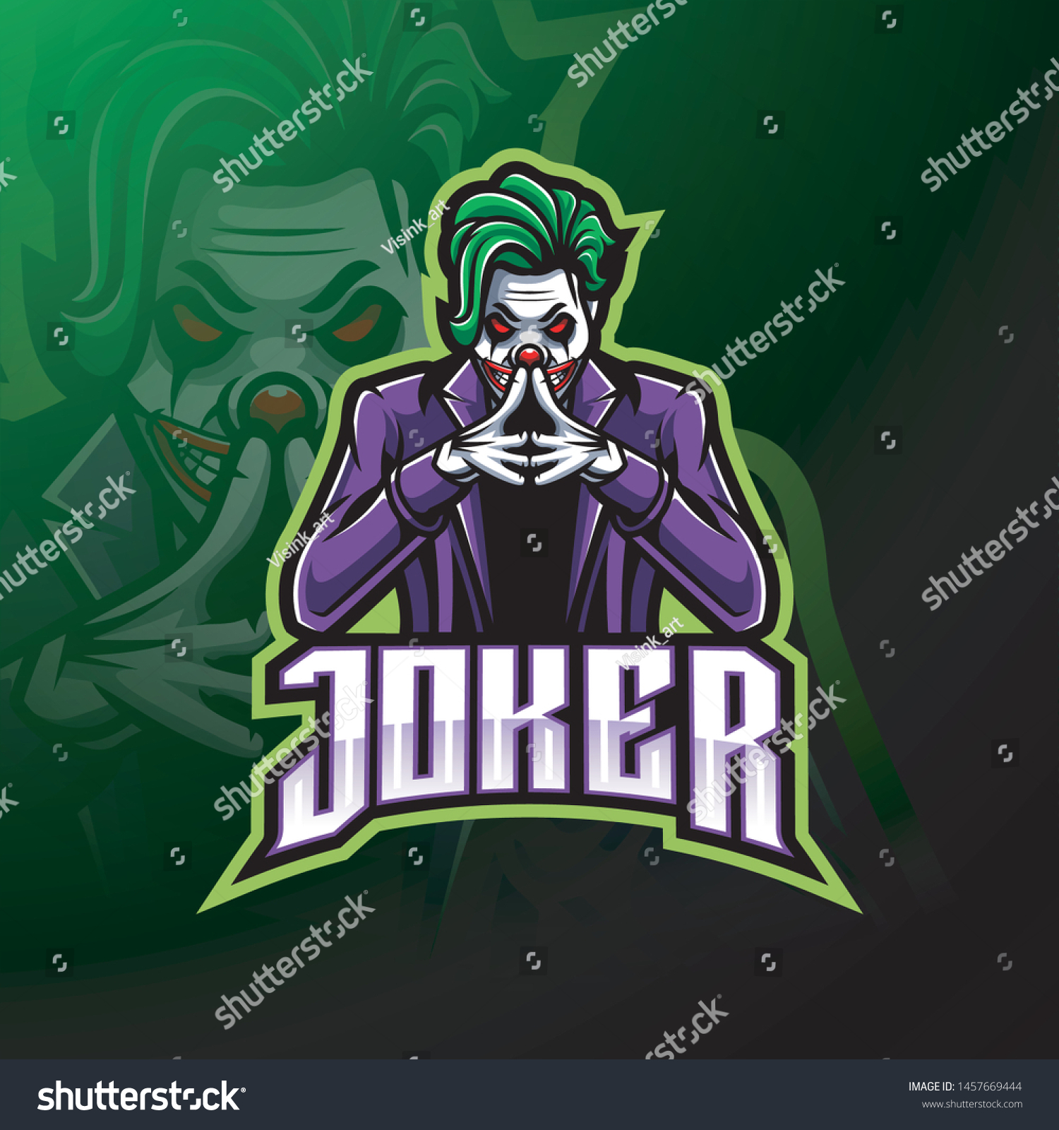 Joker Esport Mascot Logo Design Stock Vector (Royalty Free) 1457669444 ...