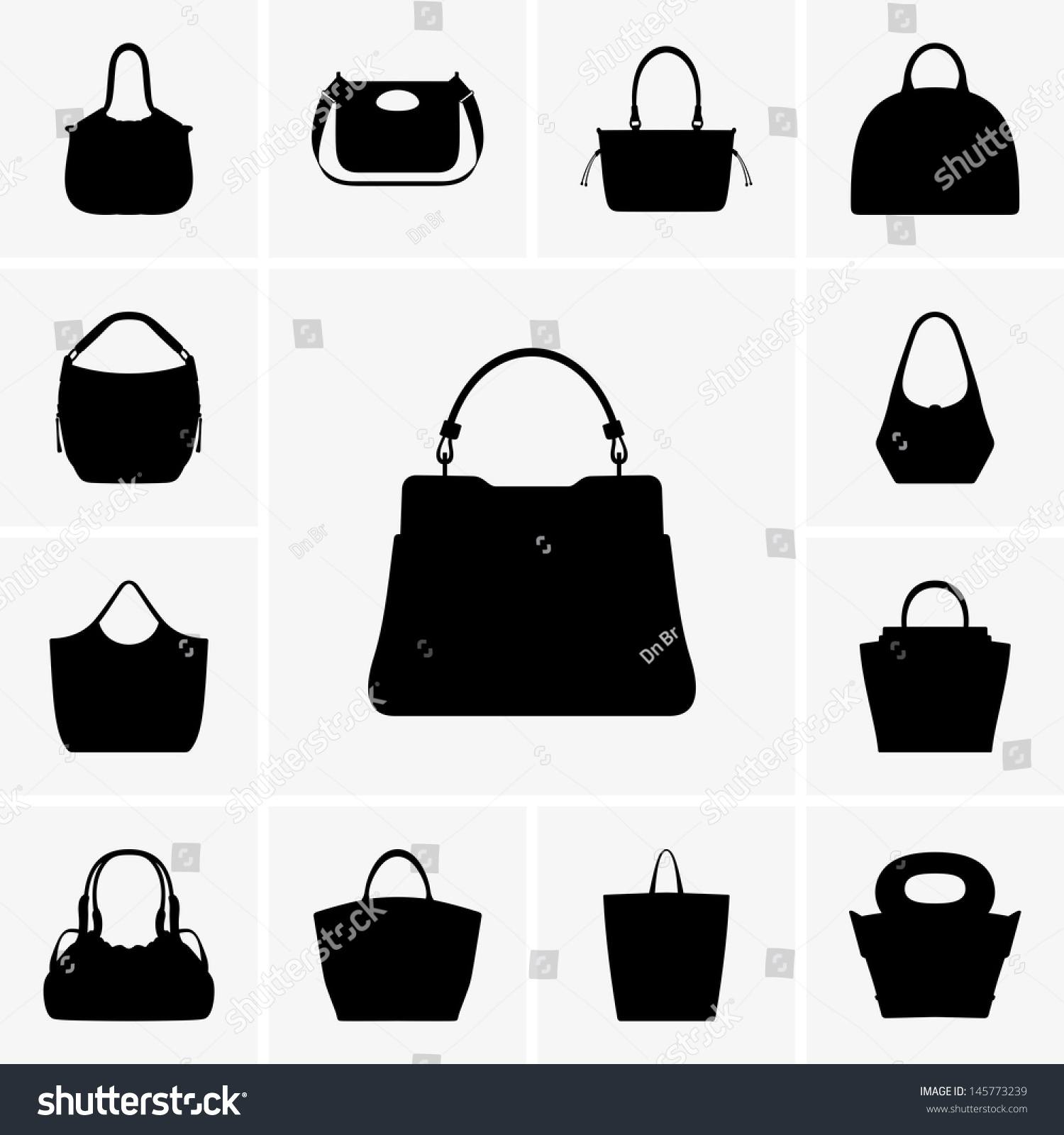 Womens Handbags Vector Silhouette Symbols Stock Vector (Royalty Free ...