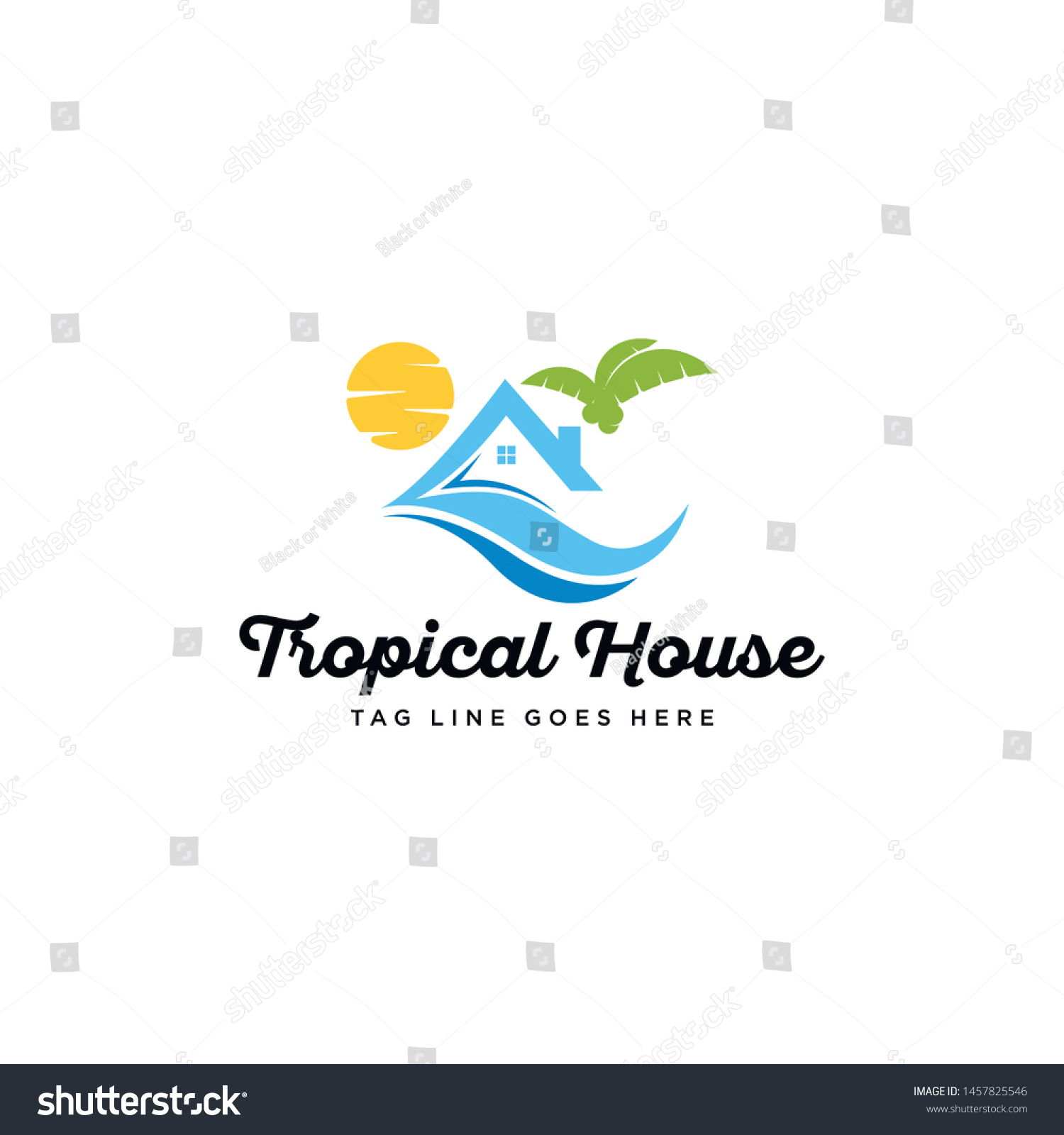 Tropical House Beach House Logo Design Stock Vector (Royalty Free ...