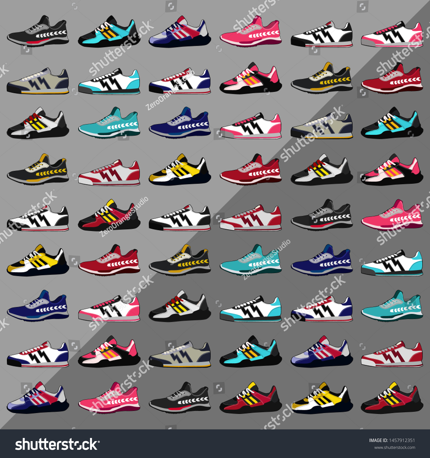 Vector Collection Cool Sneakers Sport Shoes Stock Vector (Royalty Free ...