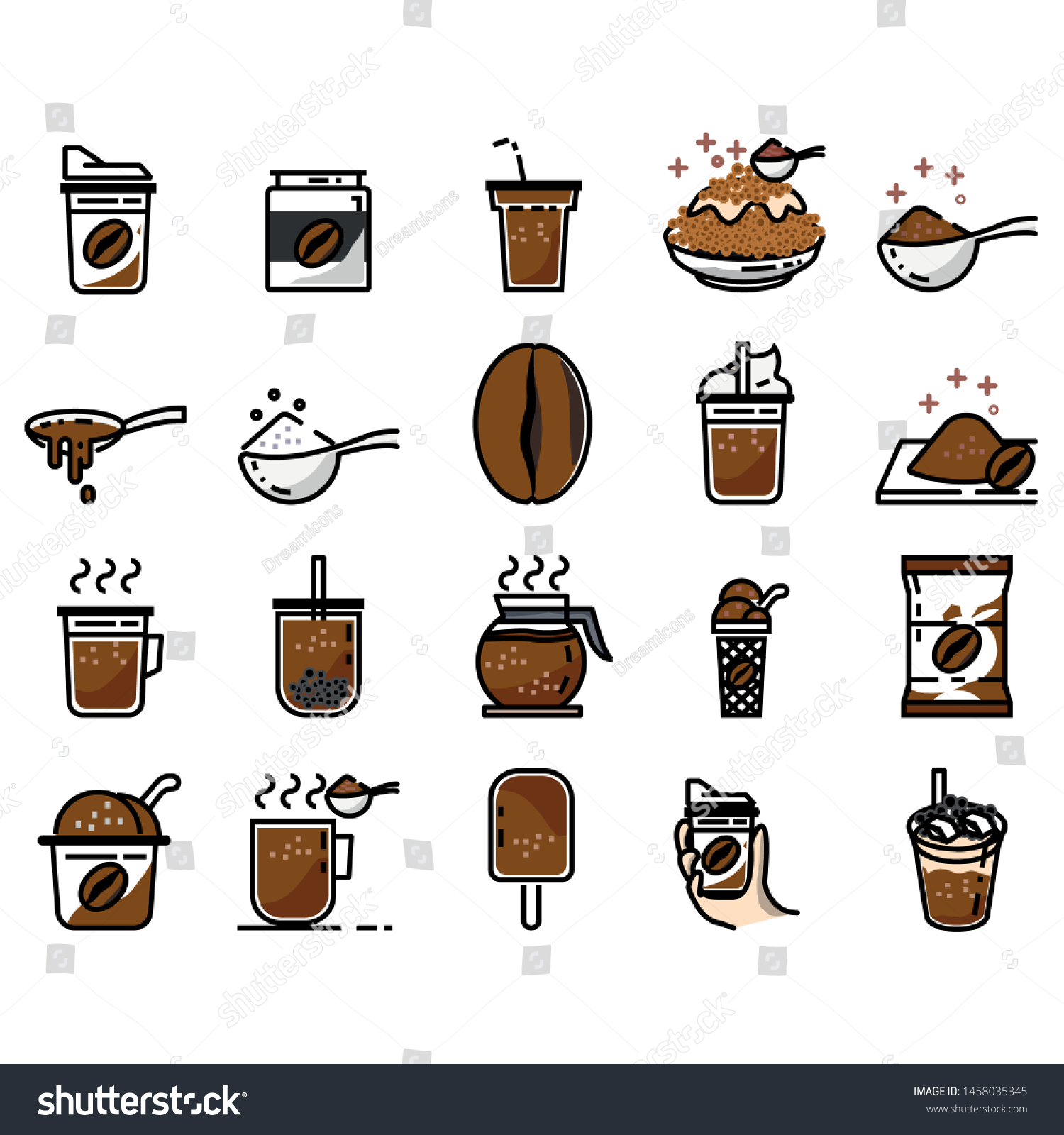 Coffee Icons Pack Coffe Powder More Stock Vector (Royalty Free ...