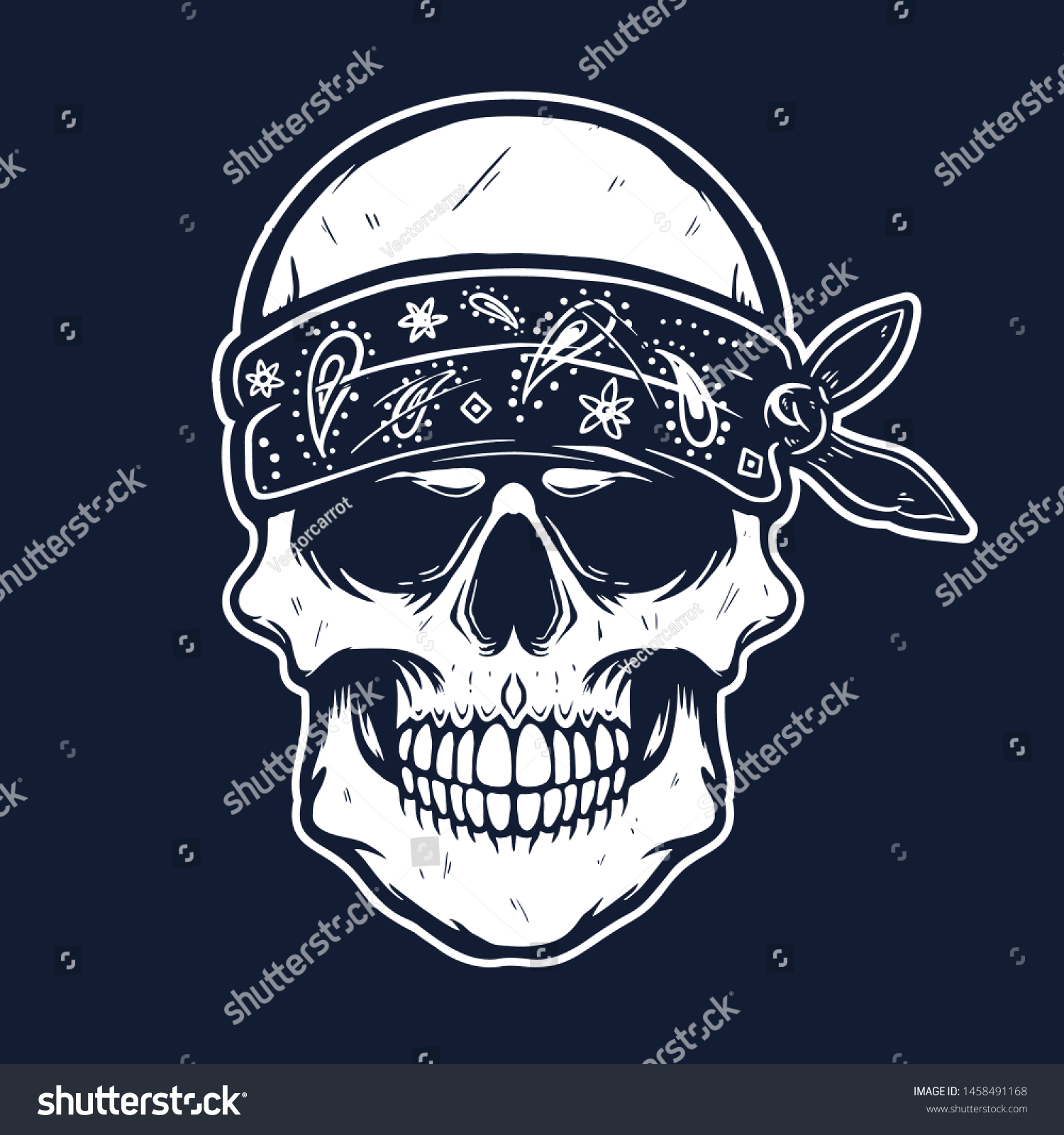 Mexican Sugar Skull Bandana Design Element Stock Vector (Royalty Free ...