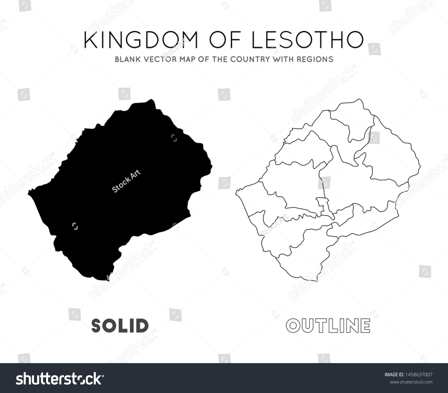 Lesotho Map Blank Vector Map Country Stock Vector (Royalty Free ...