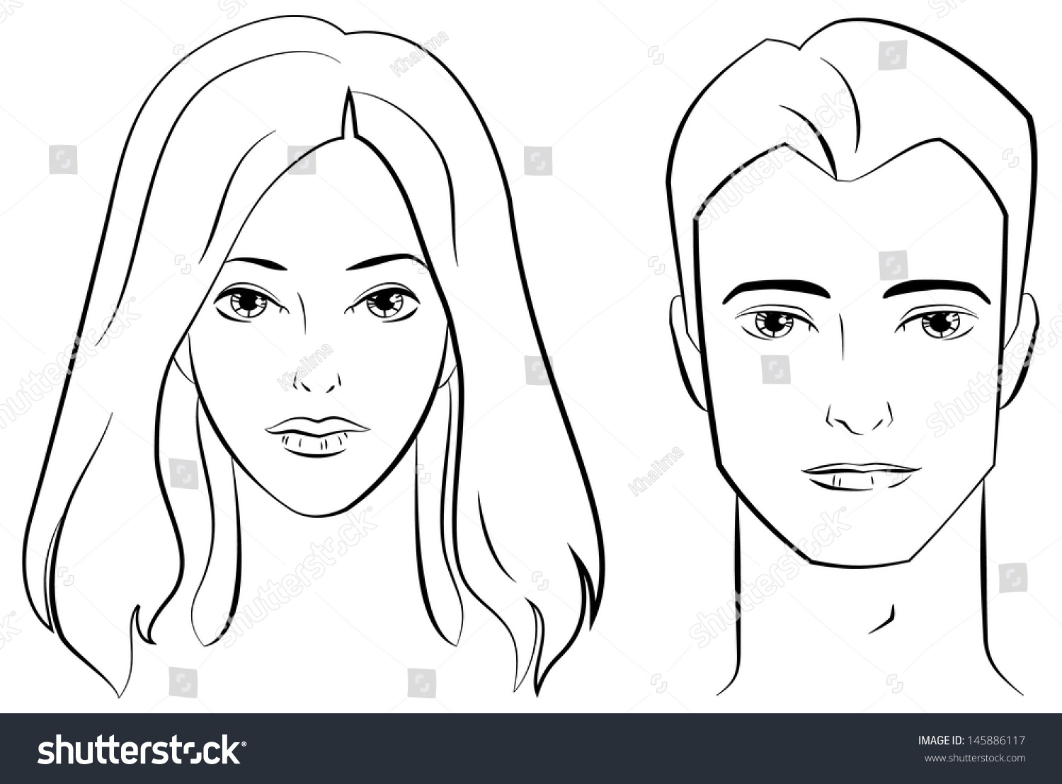 Мужское и женское лицо рисунок