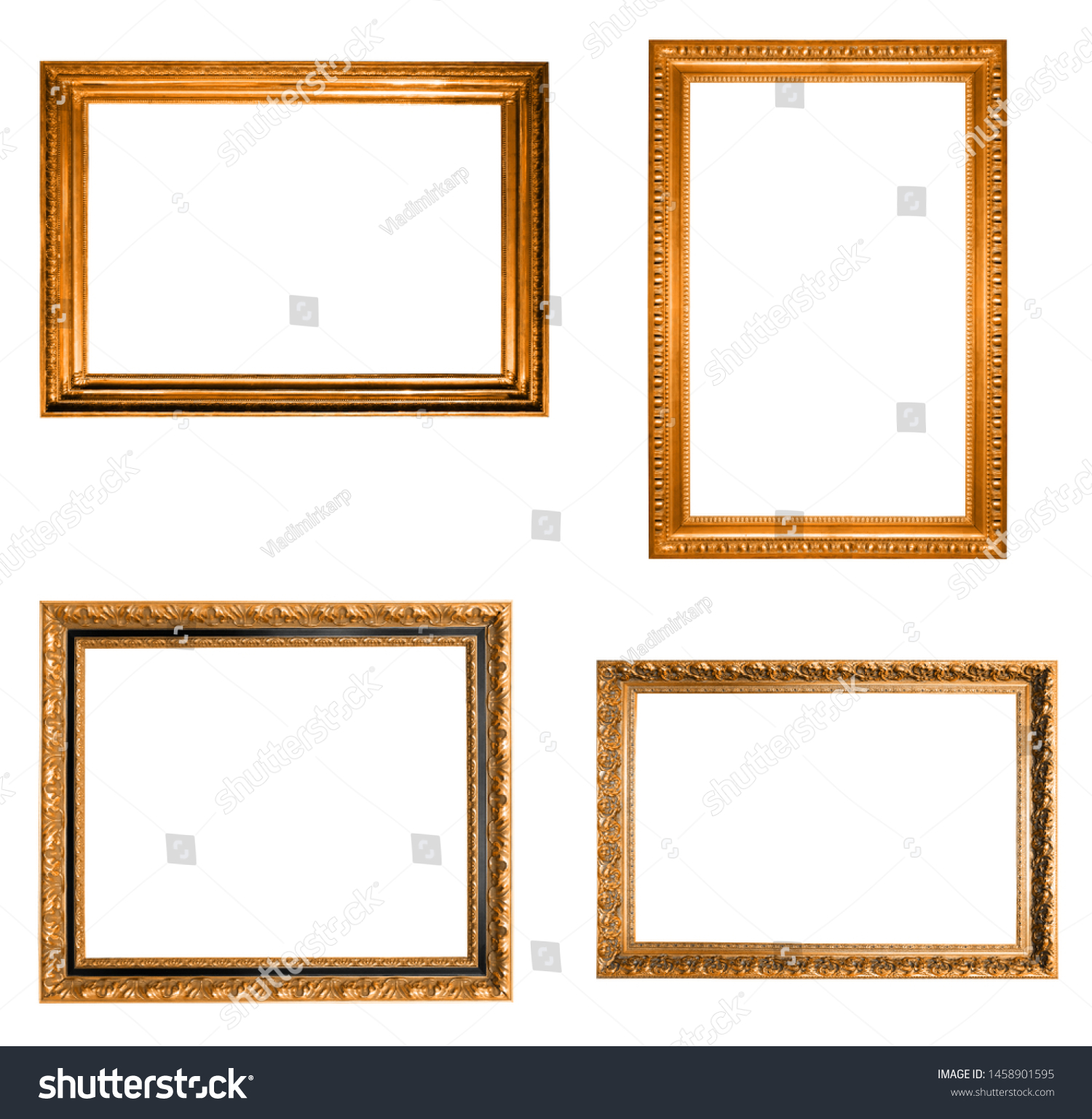 Gold Frame Set Isolated On White Stock Photo 1458901595 | Shutterstock