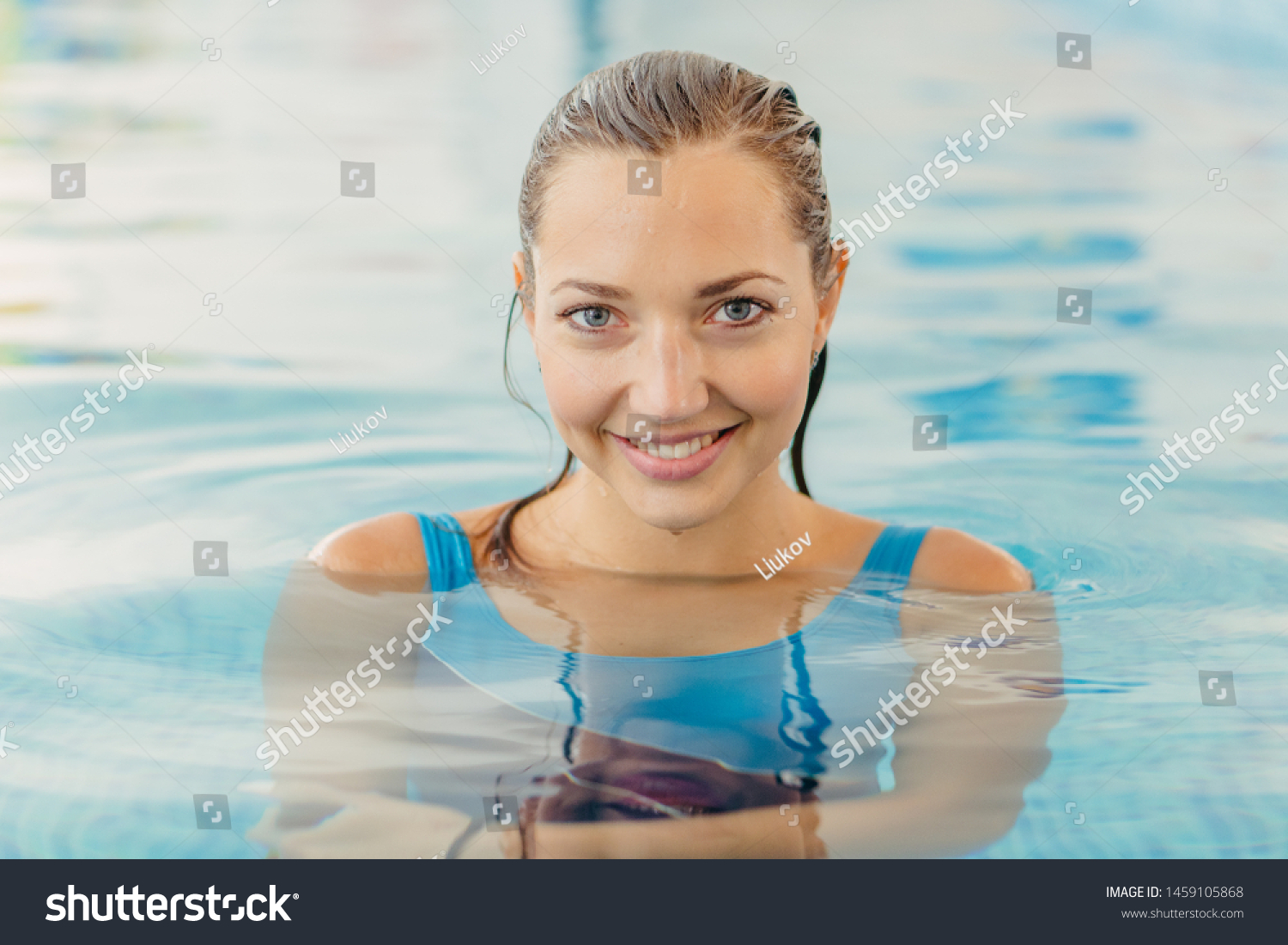 Girl Swimsuit Against Backdrop Pool Stock Photo 1459105868 | Shutterstock