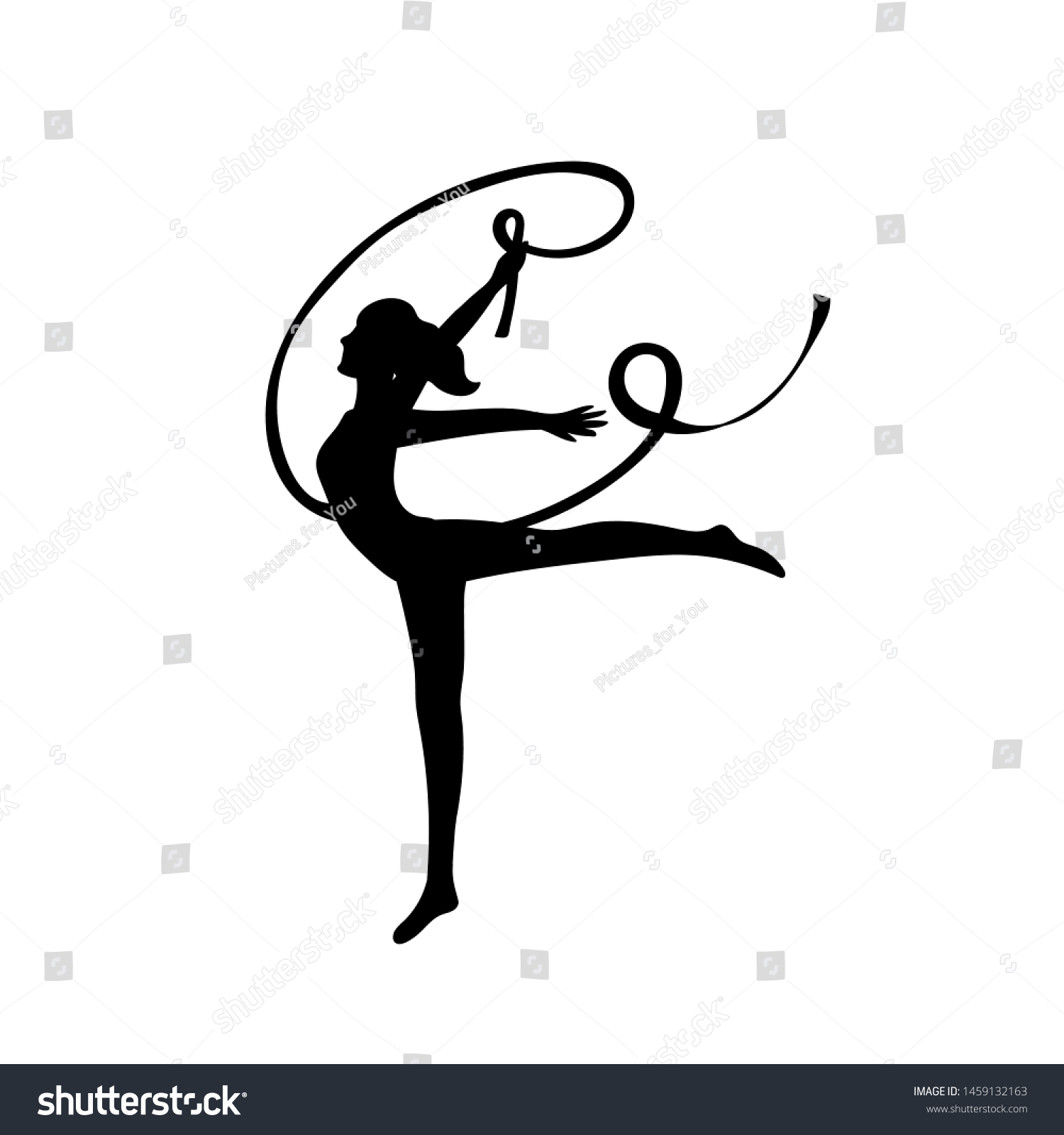 Gymnast Woman Lithe Build Ribbon Black Stock Vector (Royalty Free ...