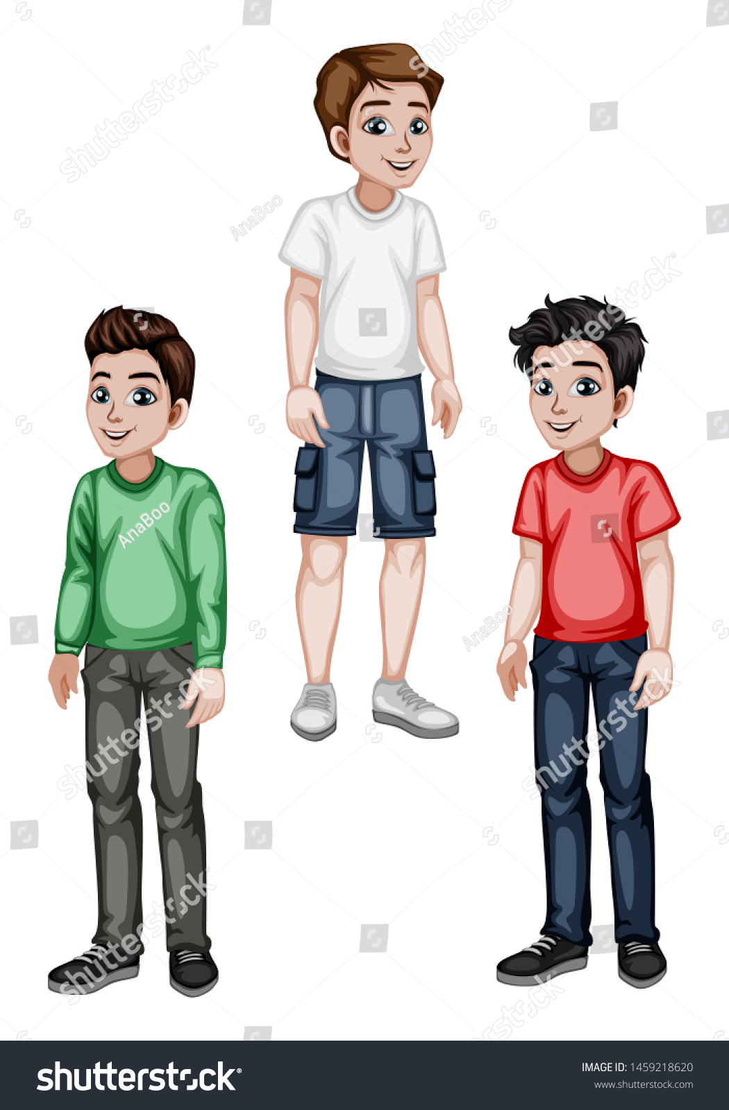 Set Young Men Stylish Clothes Cartoon Stock Vector (Royalty Free ...