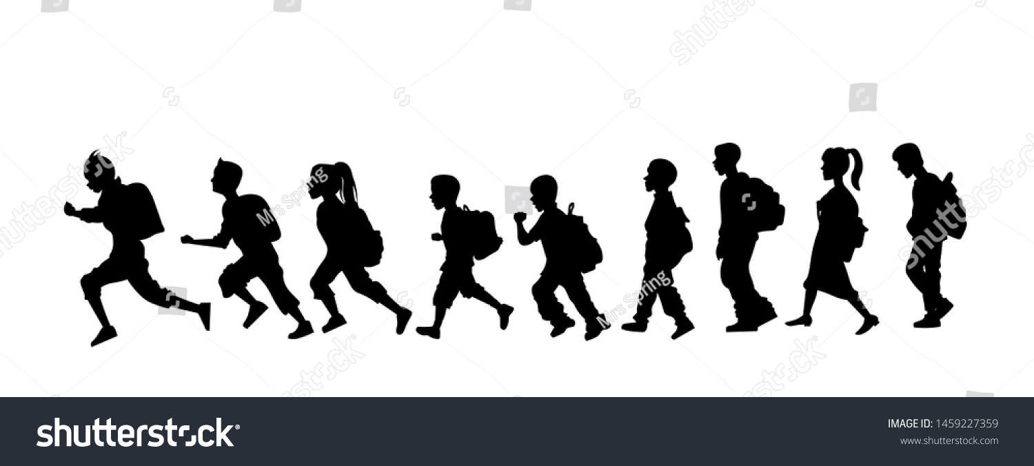 Children Going School Silhouette Back School Stock Vector (Royalty Free ...