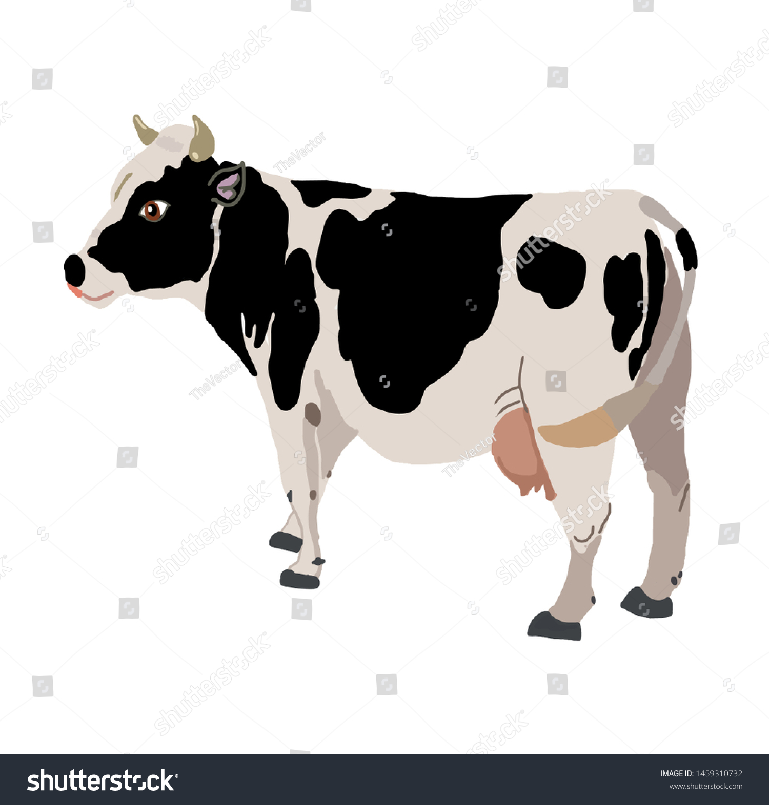 Cow Realistic Farm Animal Vector Illustration Stock Vector (royalty 