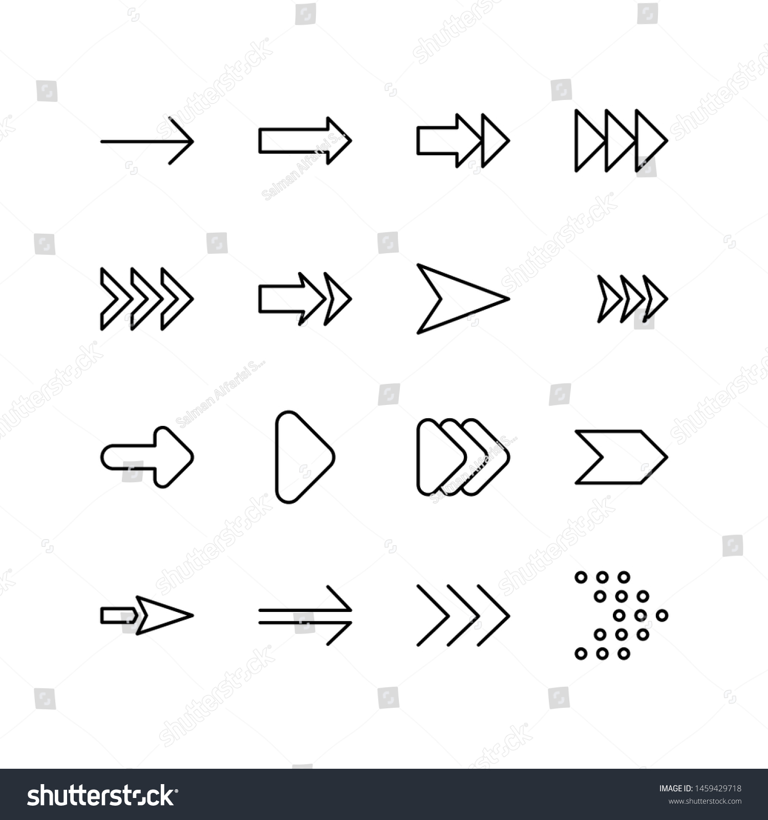 Set Arrow Line Icon Design Black Stock Vector (Royalty Free) 1459429718 ...