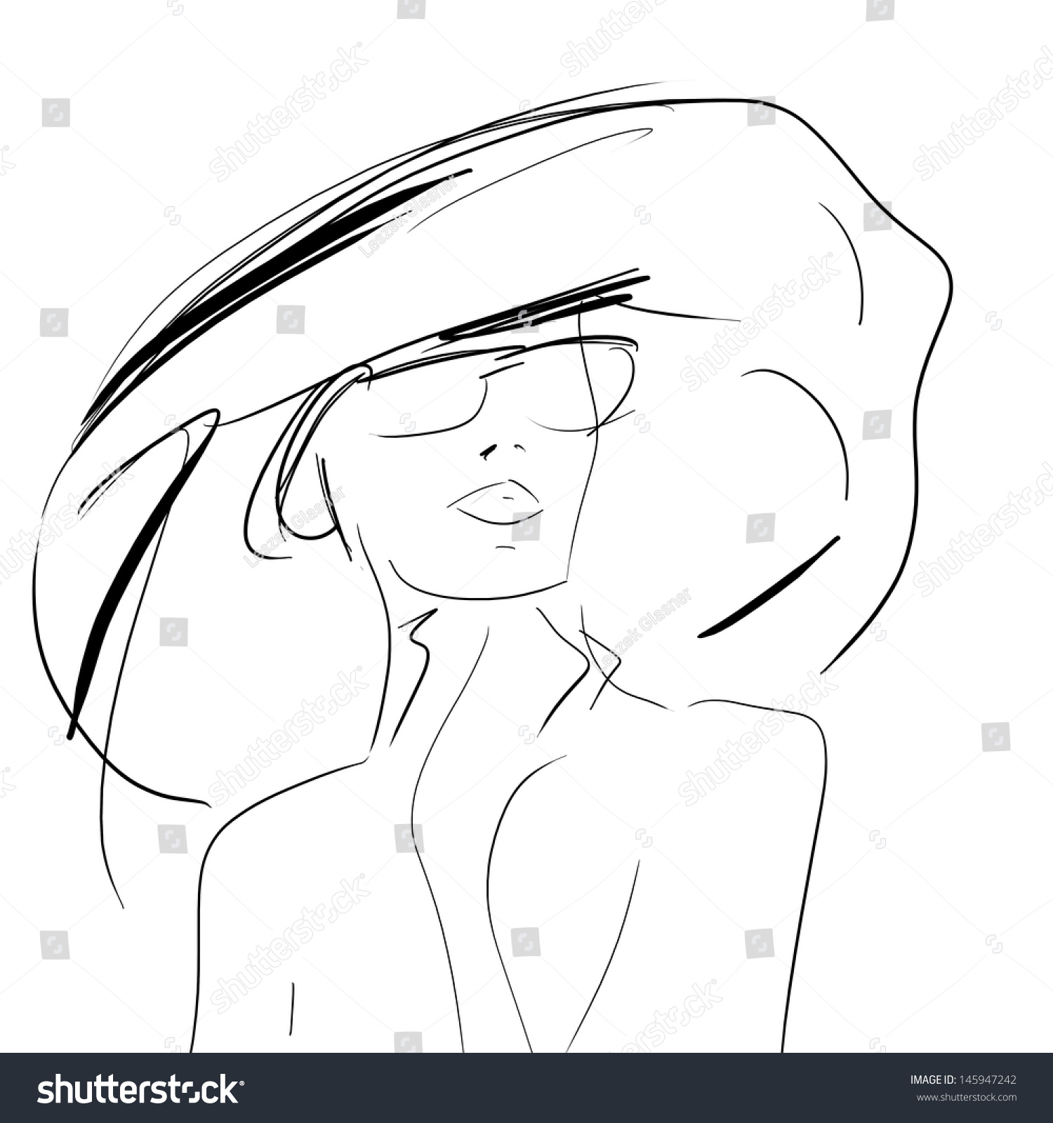 Женщина в шляпе скетч