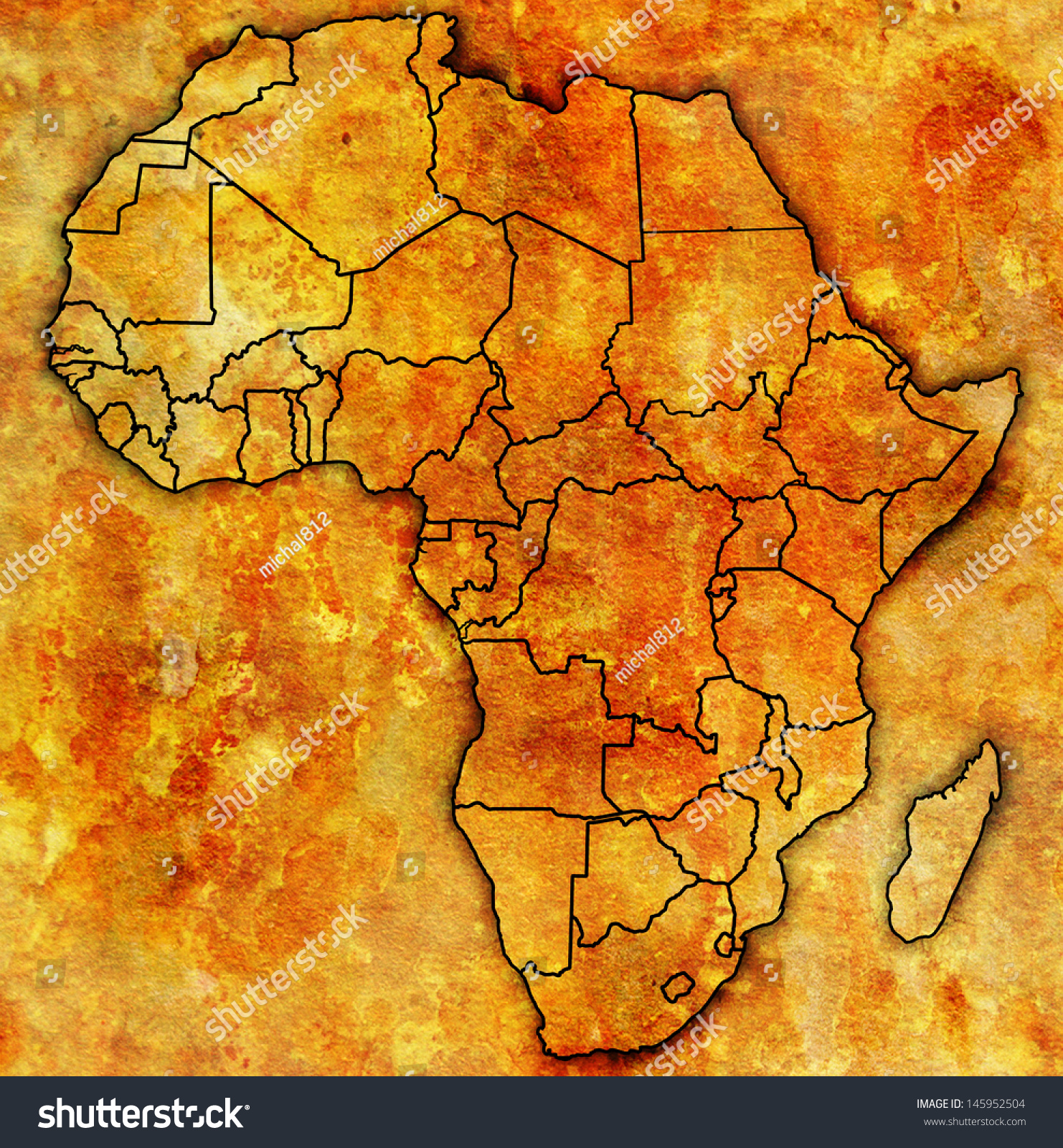 Ilustrasi Stok Actual Vintage Political Map Africa Flags Sexiezpix Web Porn 5386