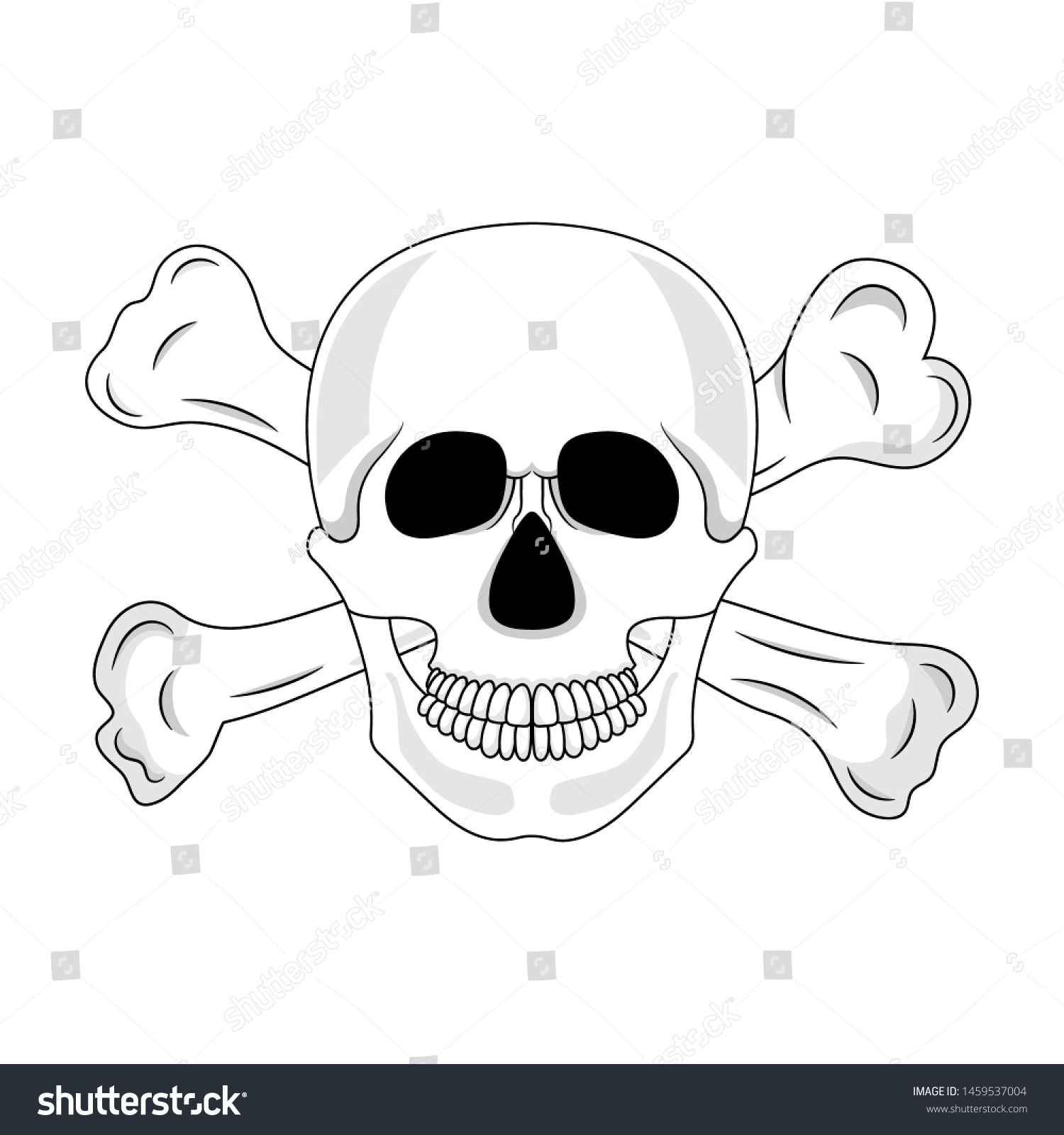 Skull Crossed Bones Isolated On White Stock Vector (Royalty Free ...