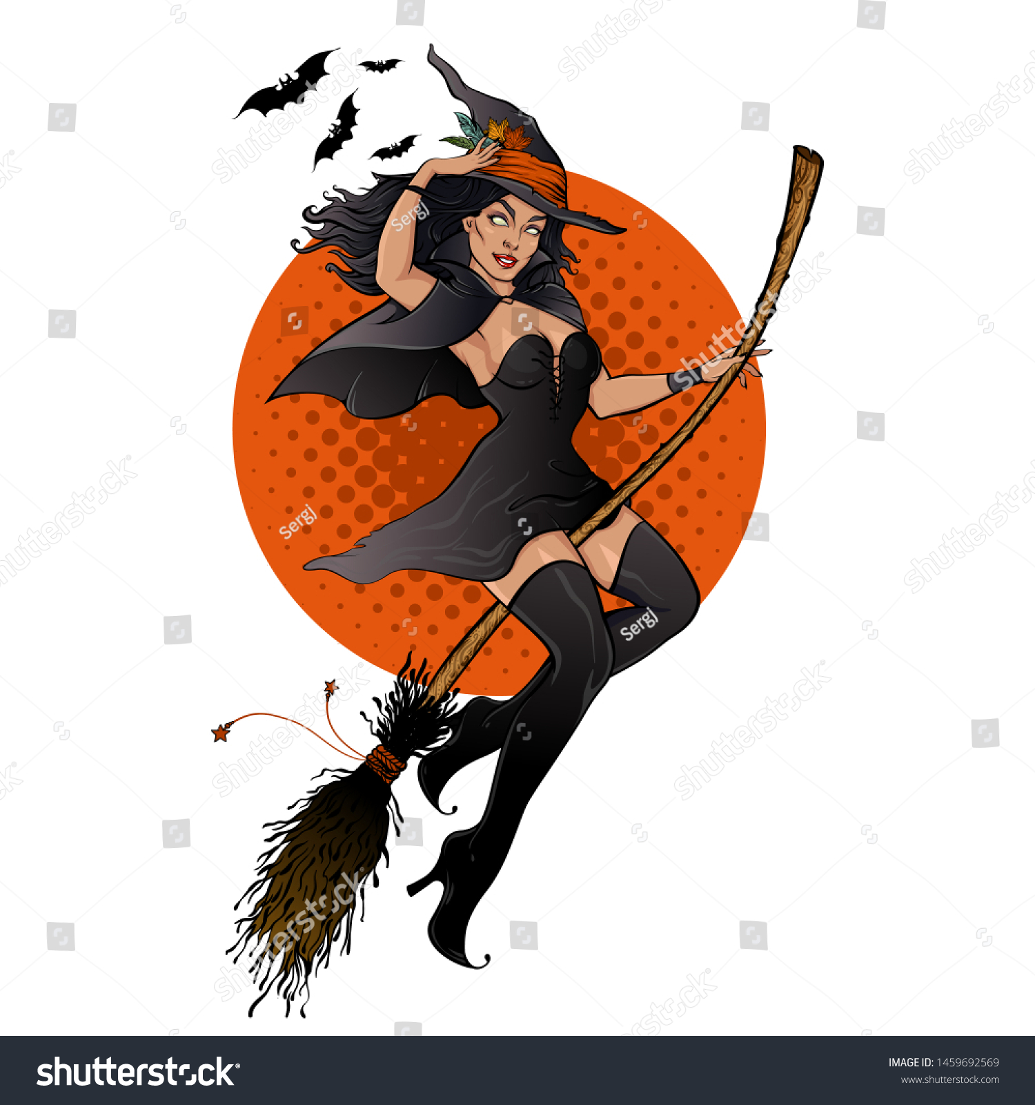 pretty witch on broom