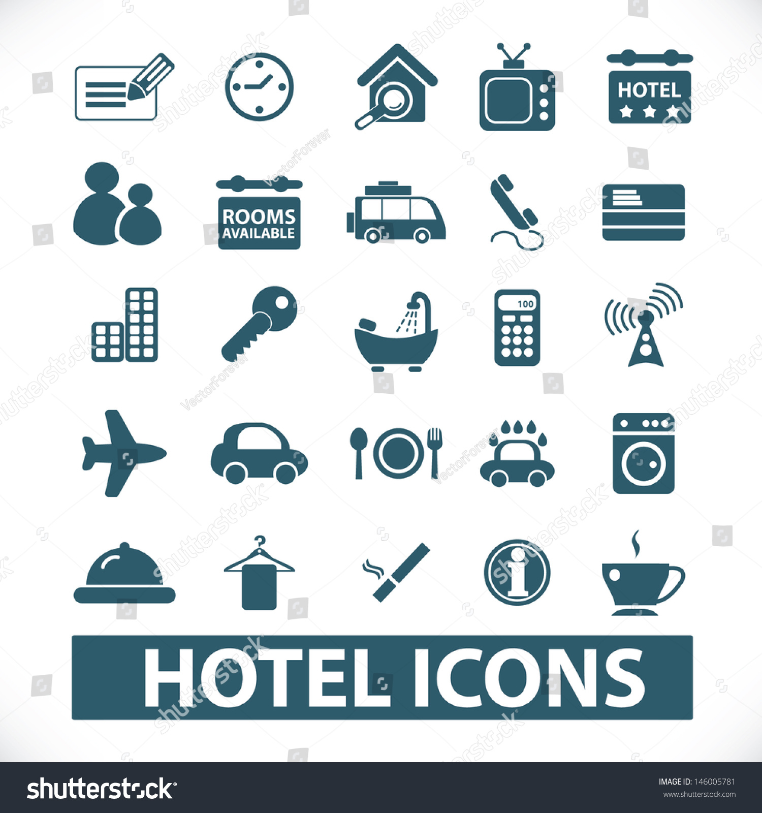 Hotel Travel Icons Signs Set Vector Stock Vector (Royalty Free ...