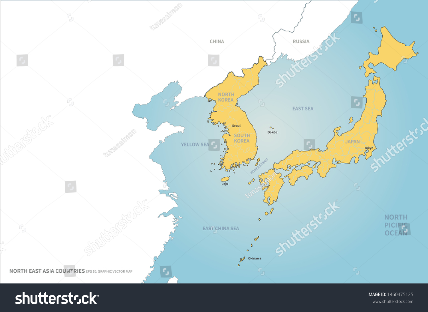 Graphic Vector East Sea Map Korea Stock Vector (Royalty Free ...