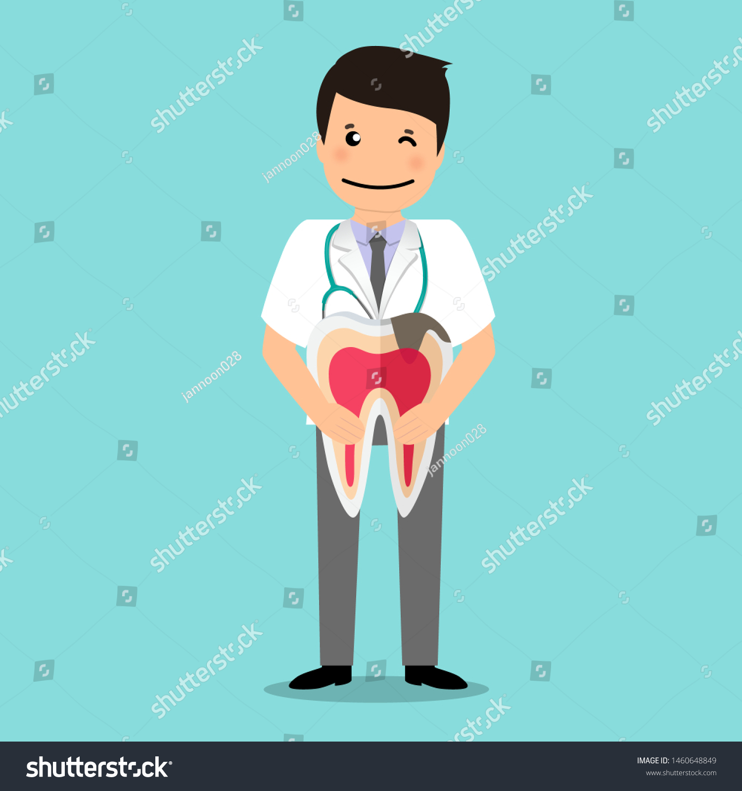 Dentist Holds Tooth Dental Concept Dentist Stock Vector Royalty Free 1460648849 Shutterstock 