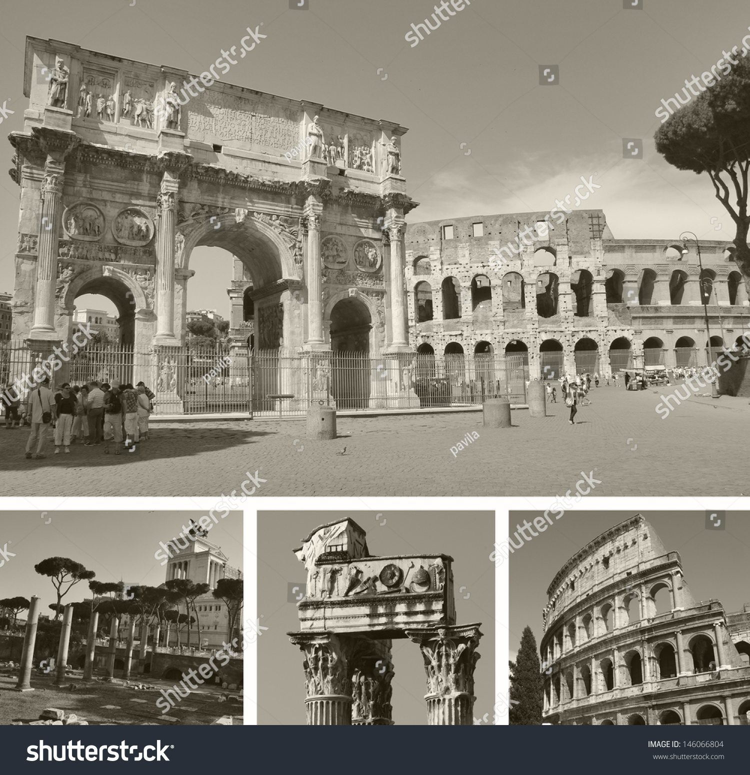 Collage Landmarks Rome Italy Stock Photo 146066804 | Shutterstock