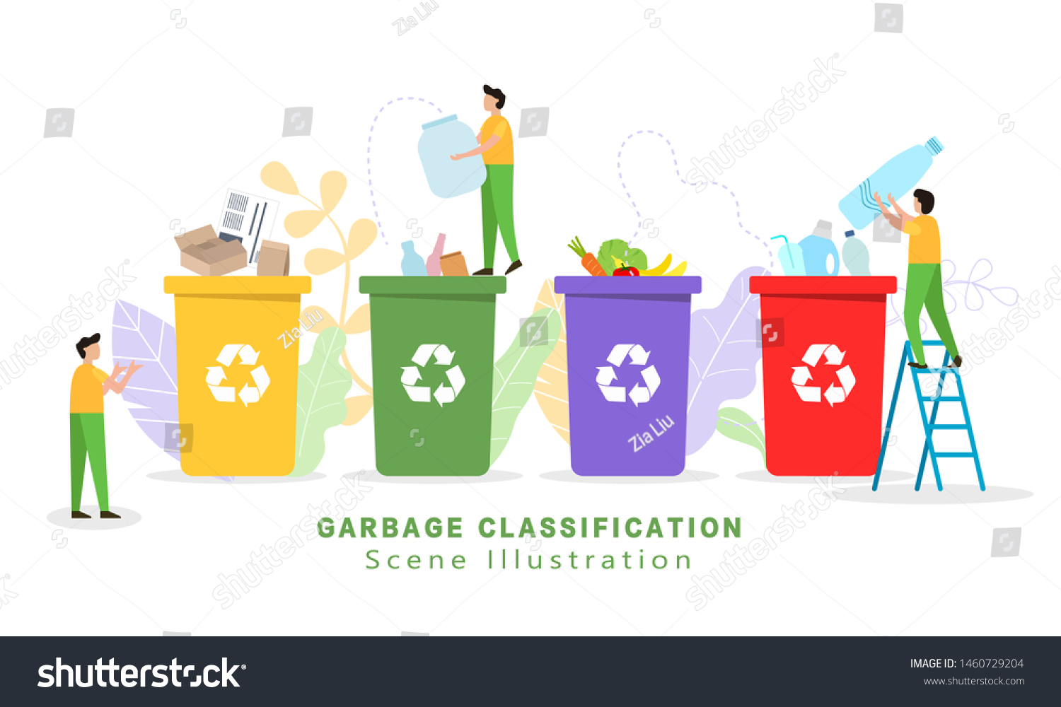 Garbage Sorting Garbage Collection Vector Little Stock Vector (Royalty ...